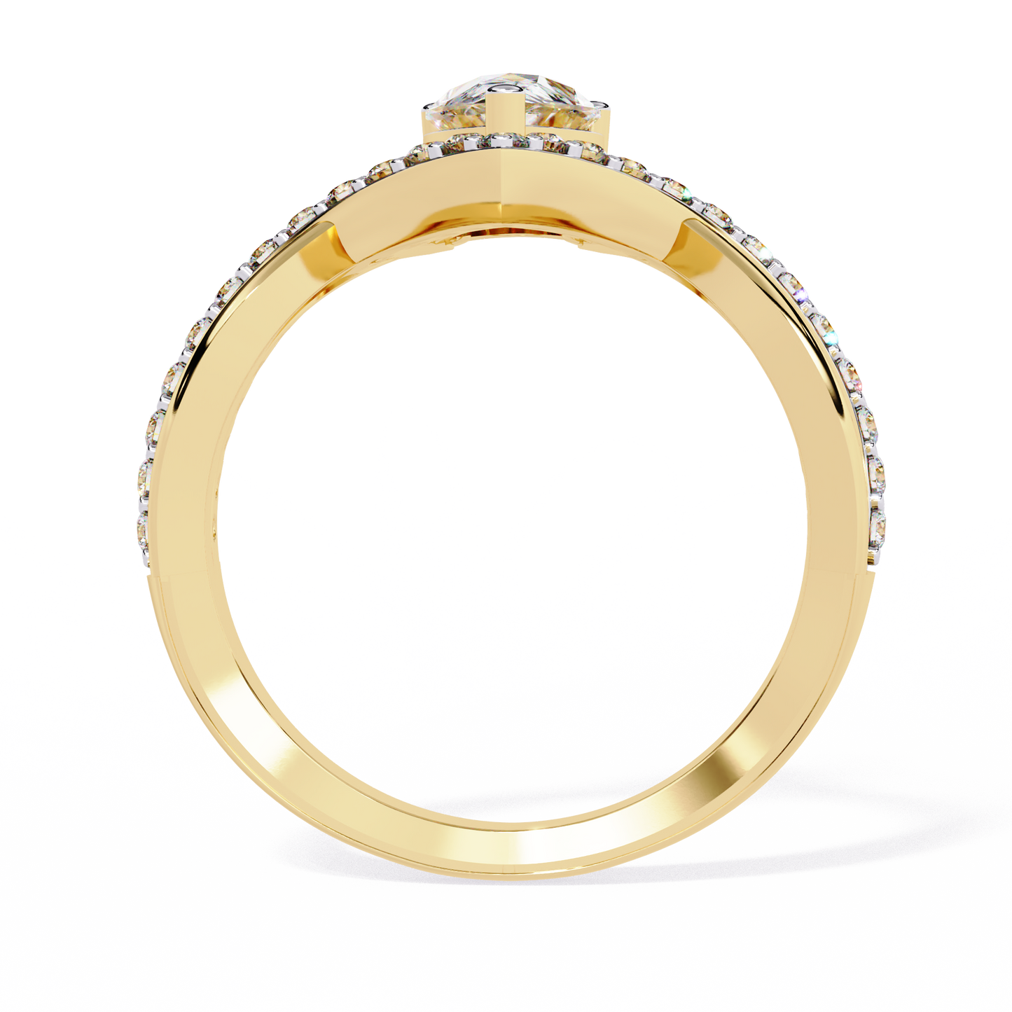 Pear Diamond Tiara Ring | Modern Chevron Engagement Ring