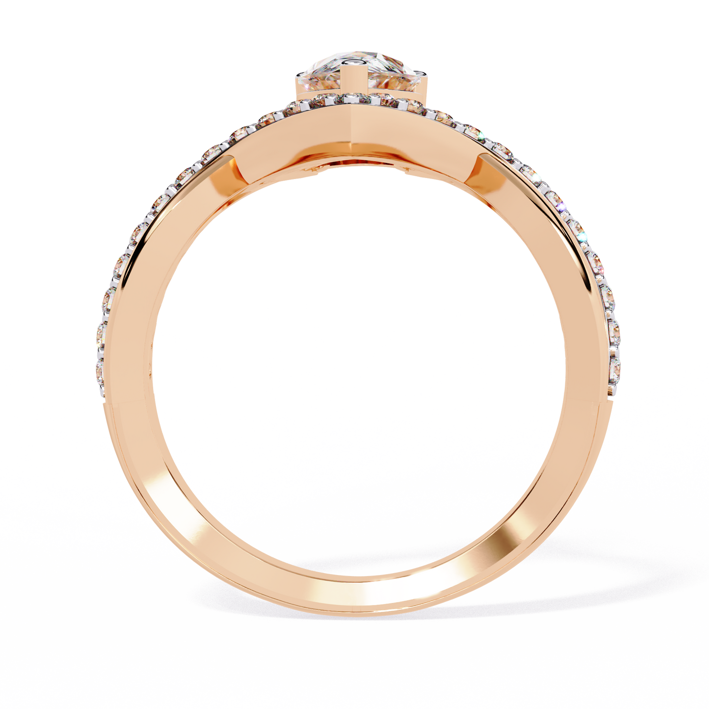 Pear Diamond Tiara Ring | Modern Chevron Engagement Ring