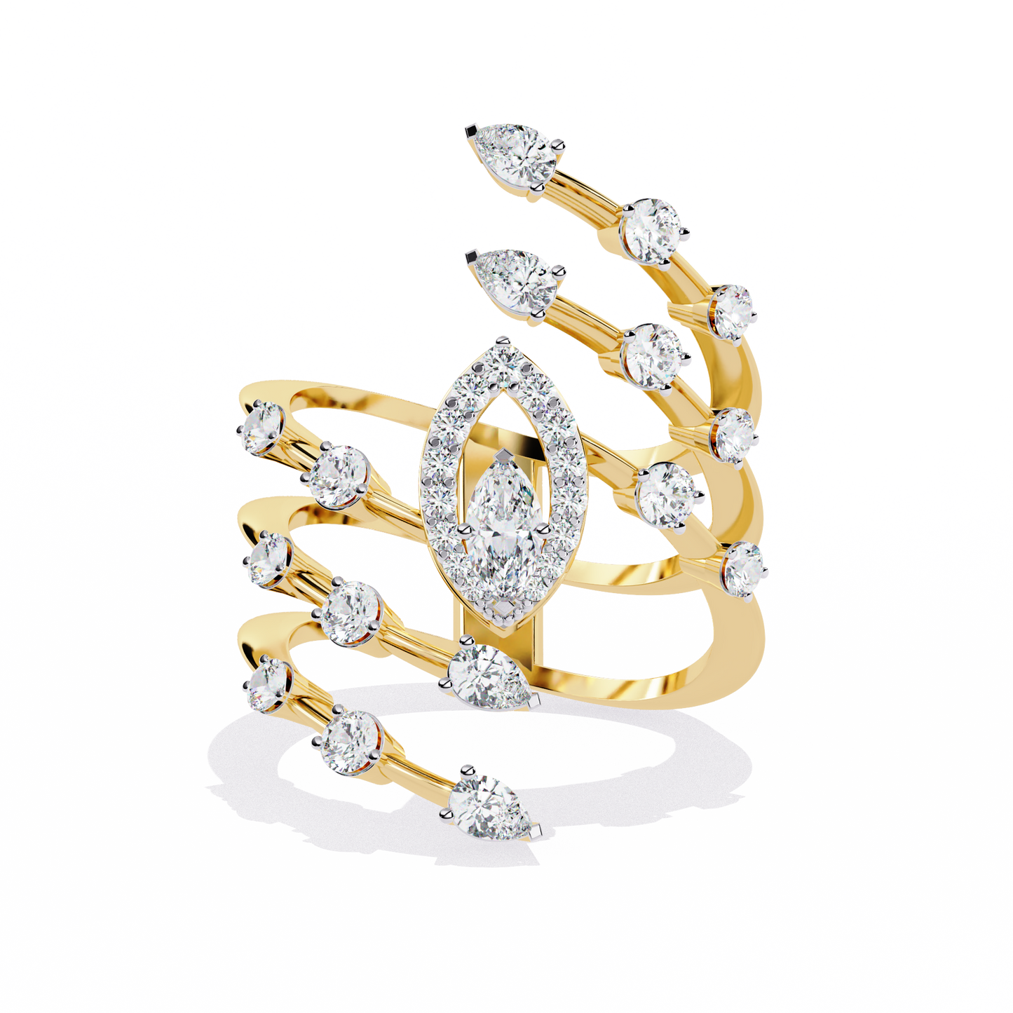 Diamond Vine Wrap Ring | Nature-Inspired Statement Ring