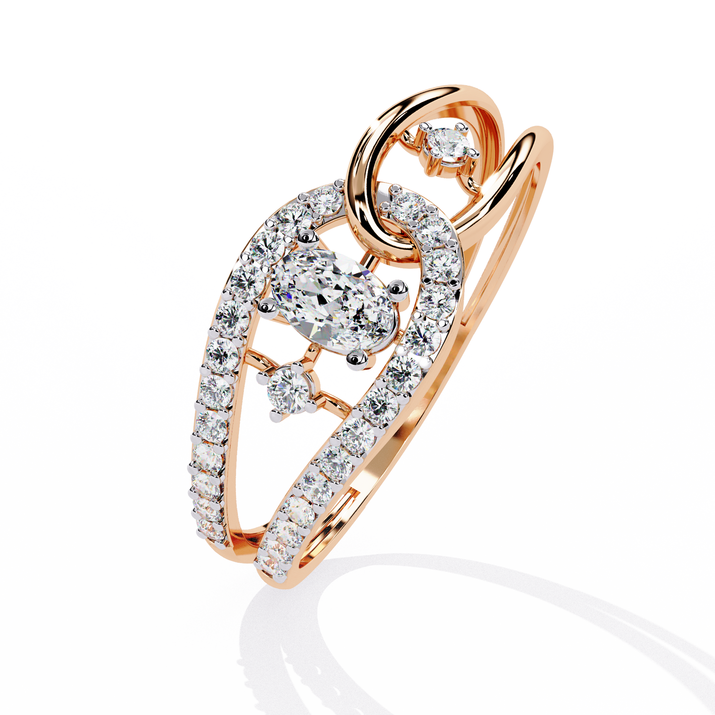 Interlocking Split Shank Diamond Ring | Modern Statement Ring