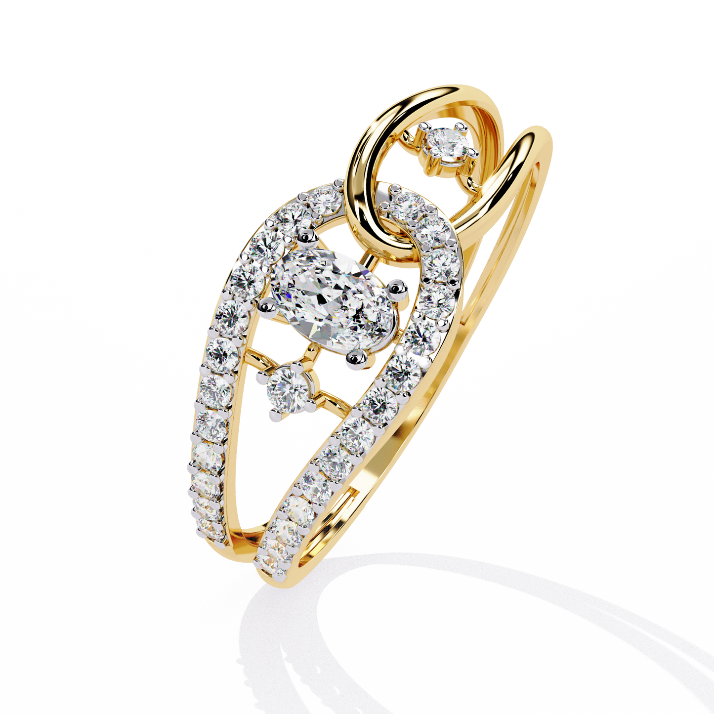 Interlocking Split Shank Diamond Ring | Modern Statement Ring