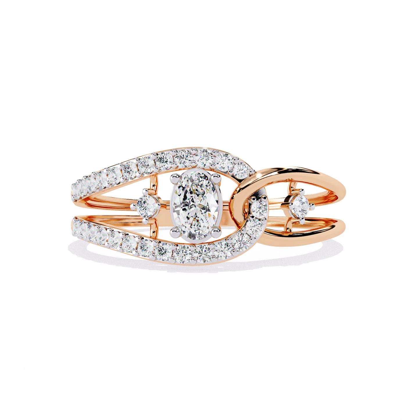 Interlocking Split Shank Diamond Ring | Modern Statement Ring