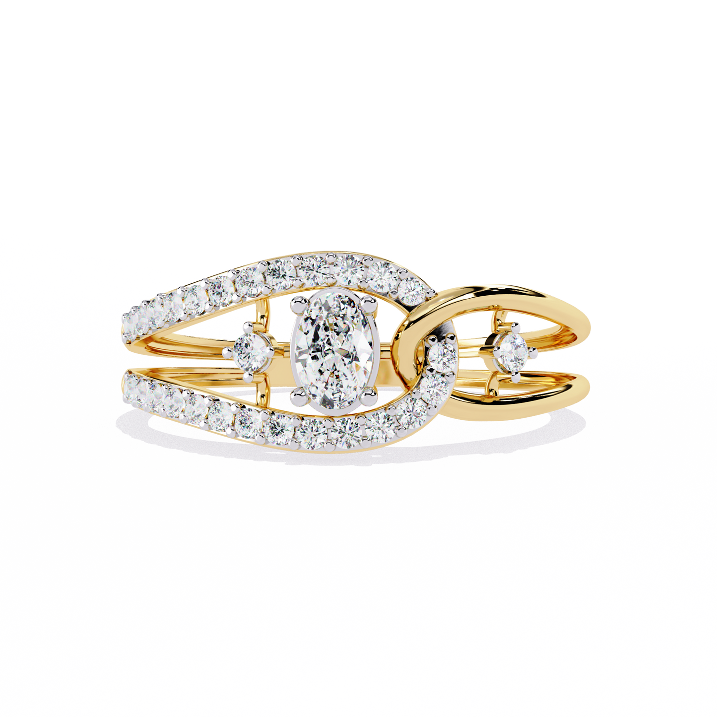 Interlocking Split Shank Diamond Ring | Modern Statement Ring