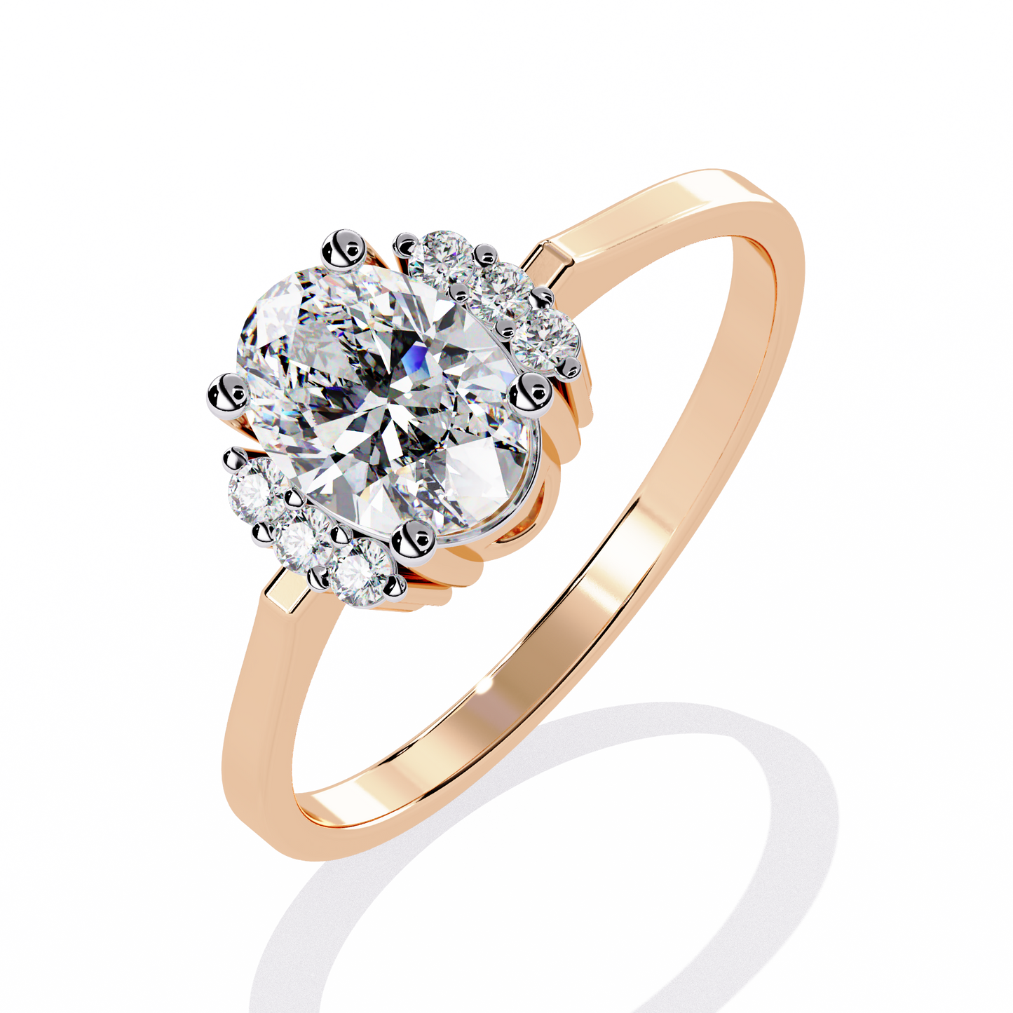 Floral Oval Halo Diamond Engagement Ring