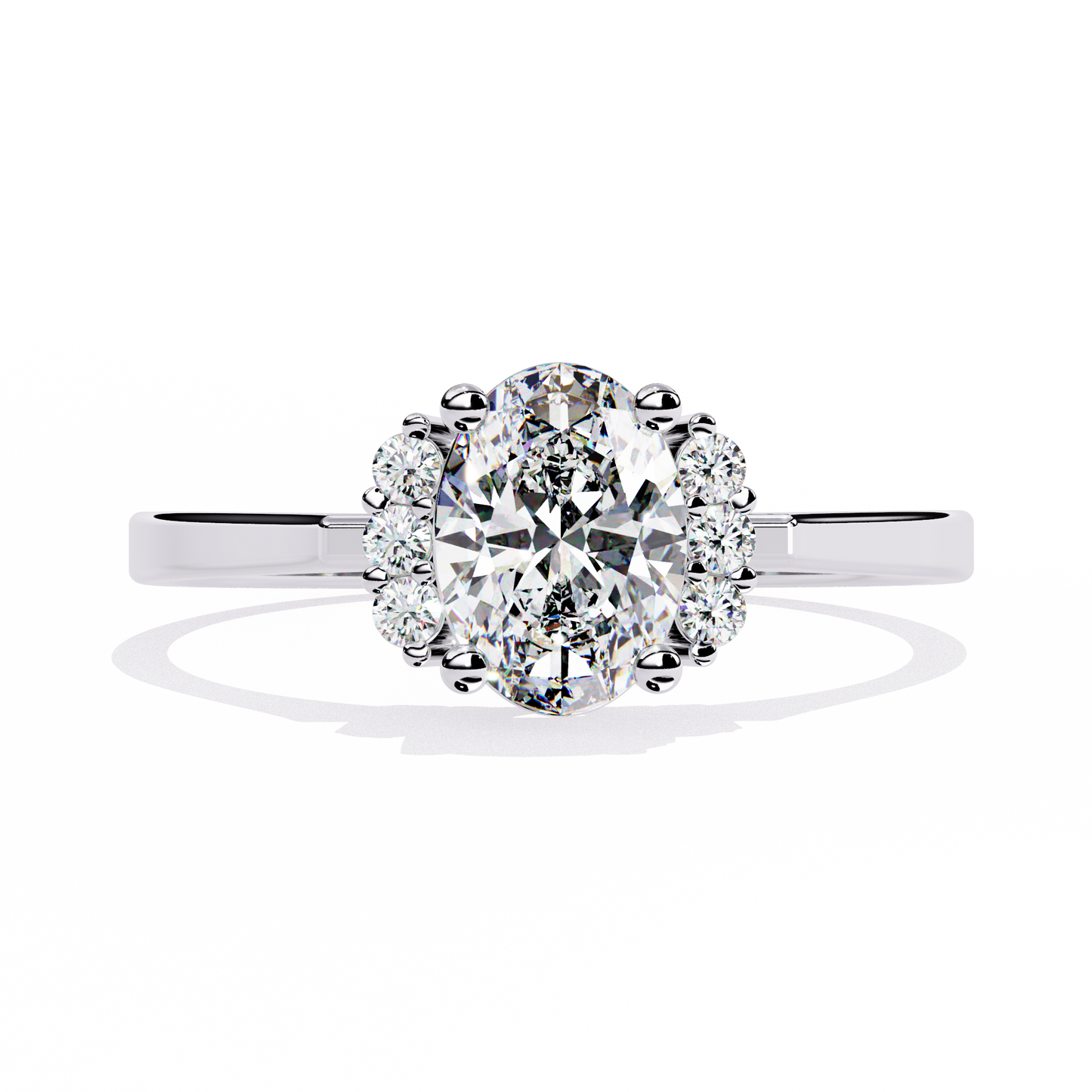 Floral Oval Halo Diamond Engagement Ring