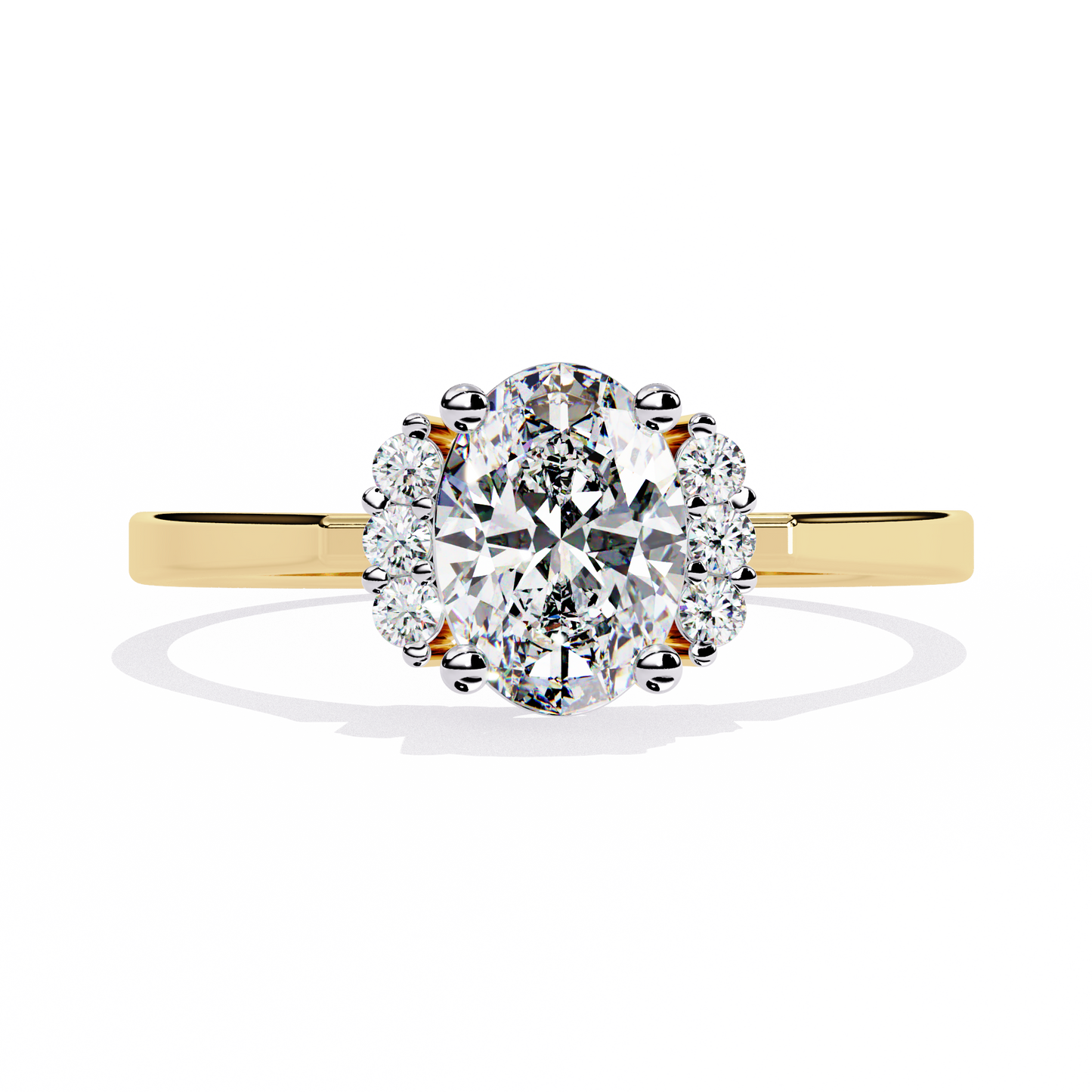 Floral Oval Halo Diamond Engagement Ring