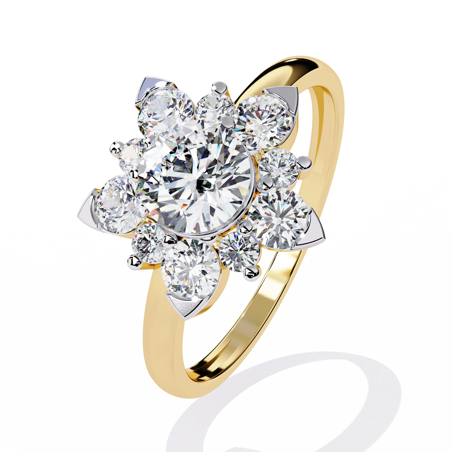 Flower Halo Engagement Ring | Starburst & Snowflake Style