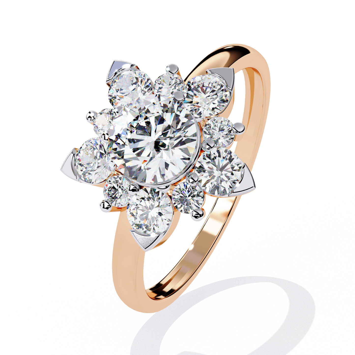 Flower Halo Engagement Ring | Starburst & Snowflake Style