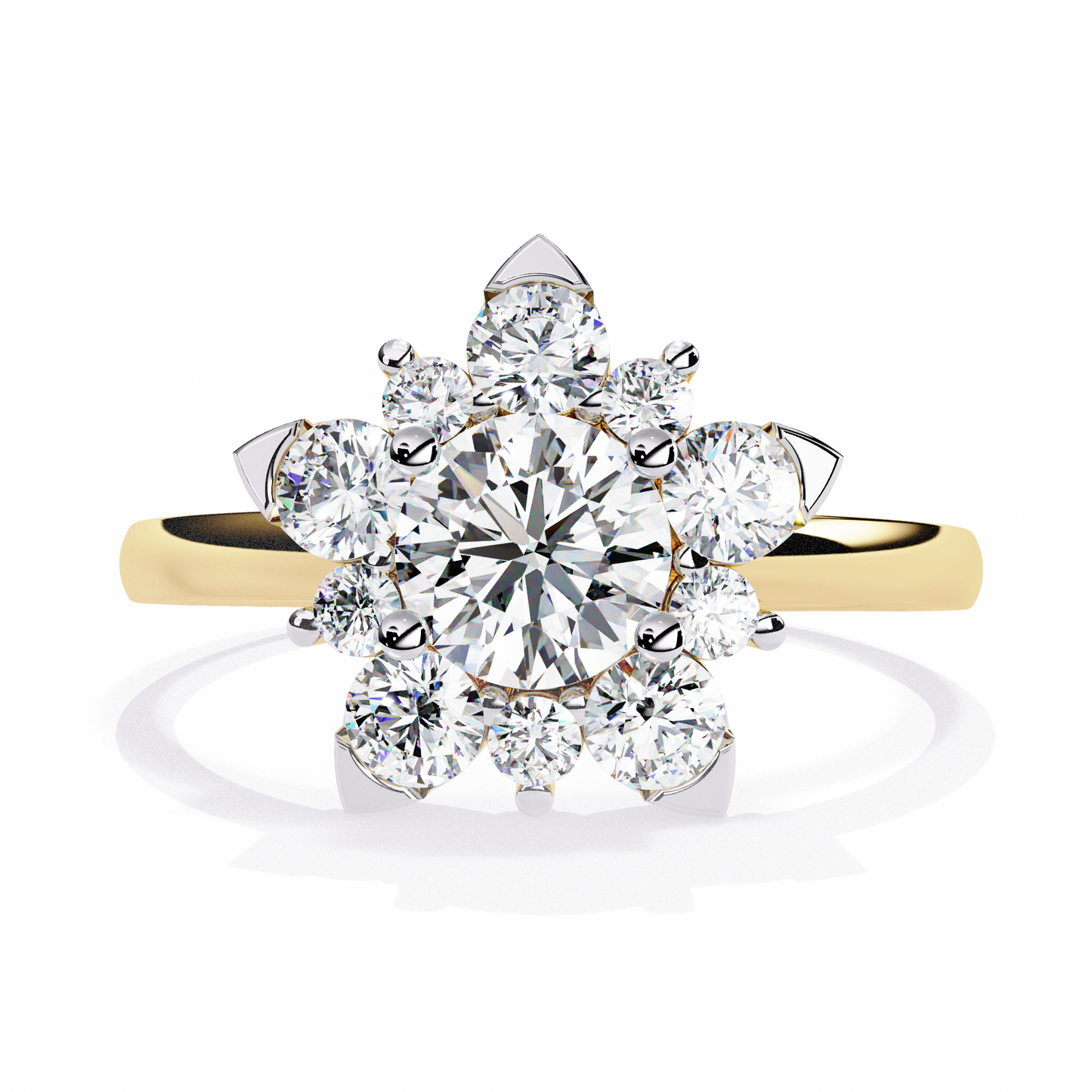 Flower Halo Engagement Ring | Starburst & Snowflake Style