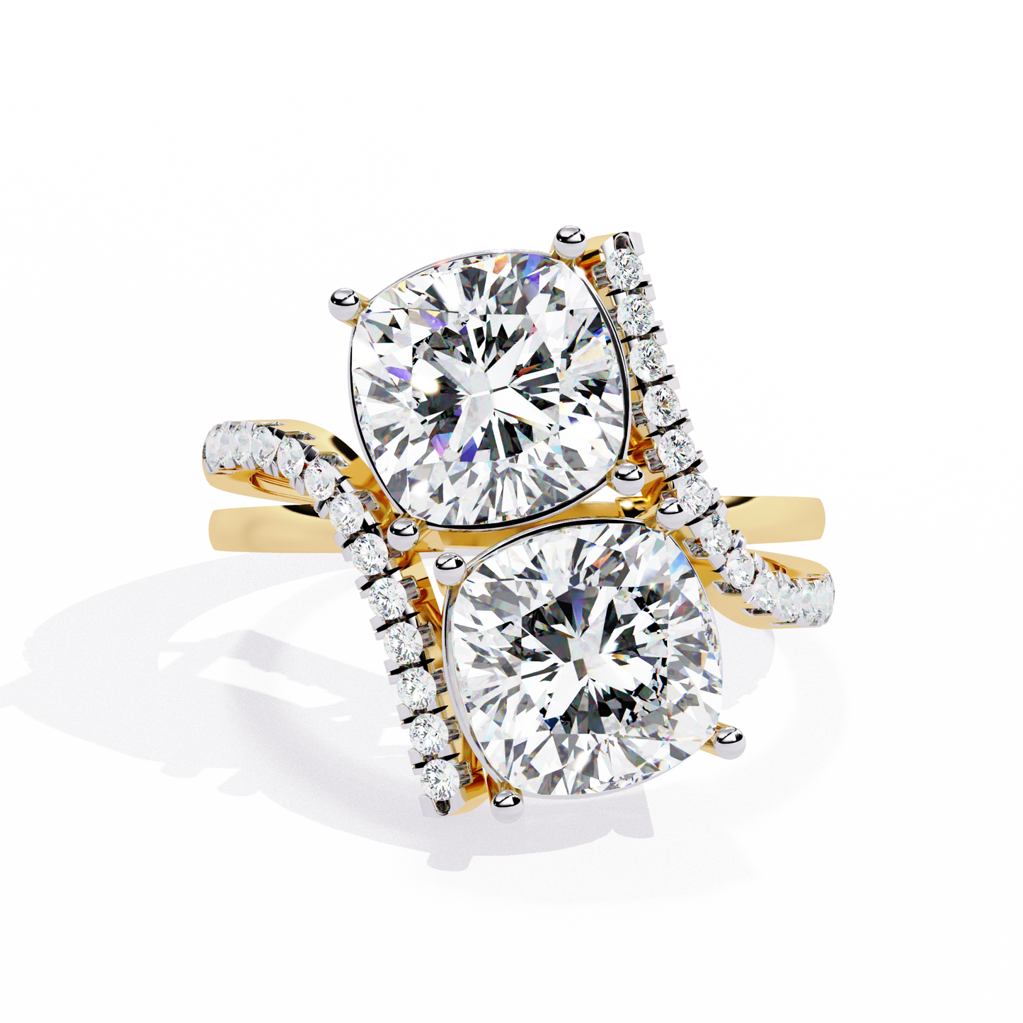 Double Cushion Cut "You and Me" Halo Ring