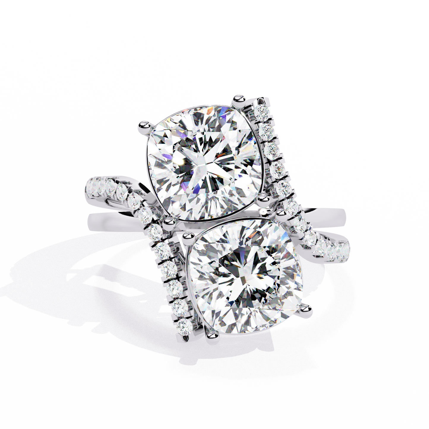 Double Cushion Cut "You and Me" Halo Ring