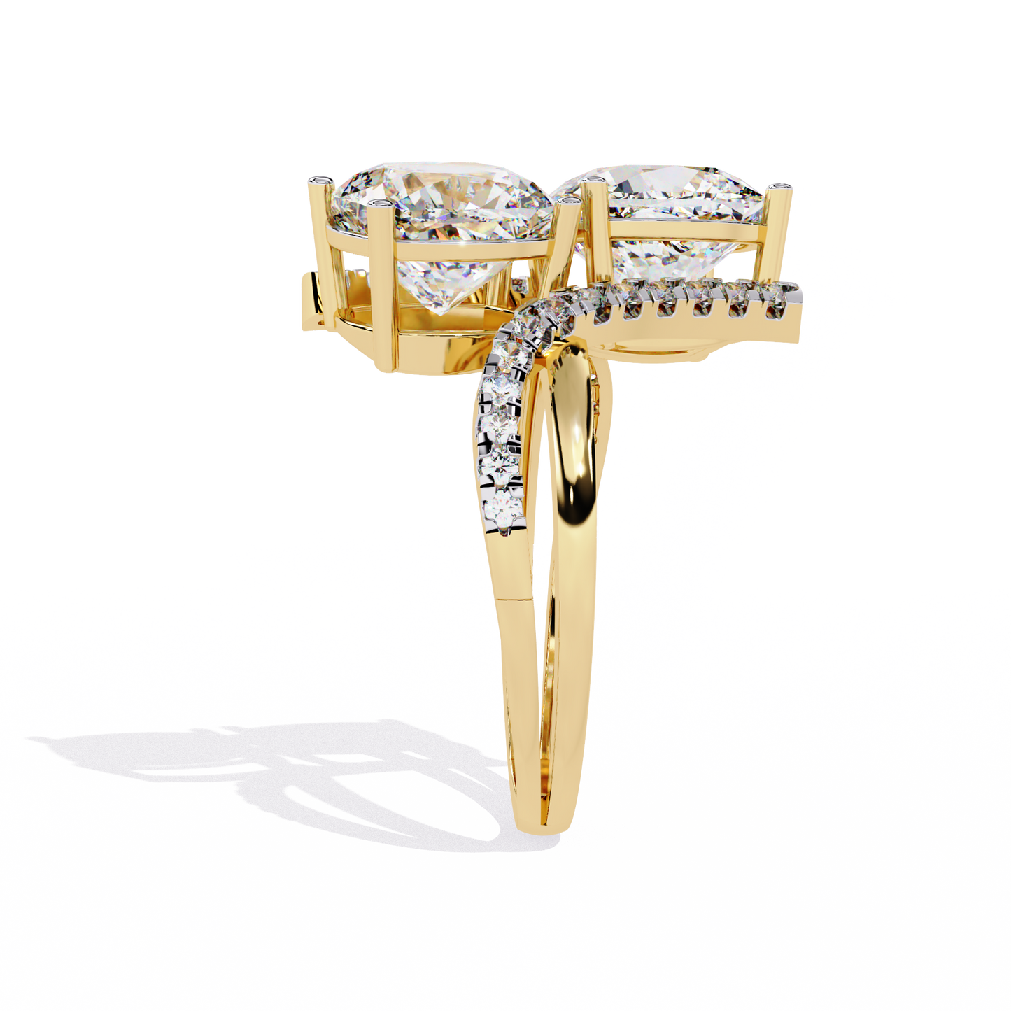 Double Cushion Cut "You and Me" Halo Ring