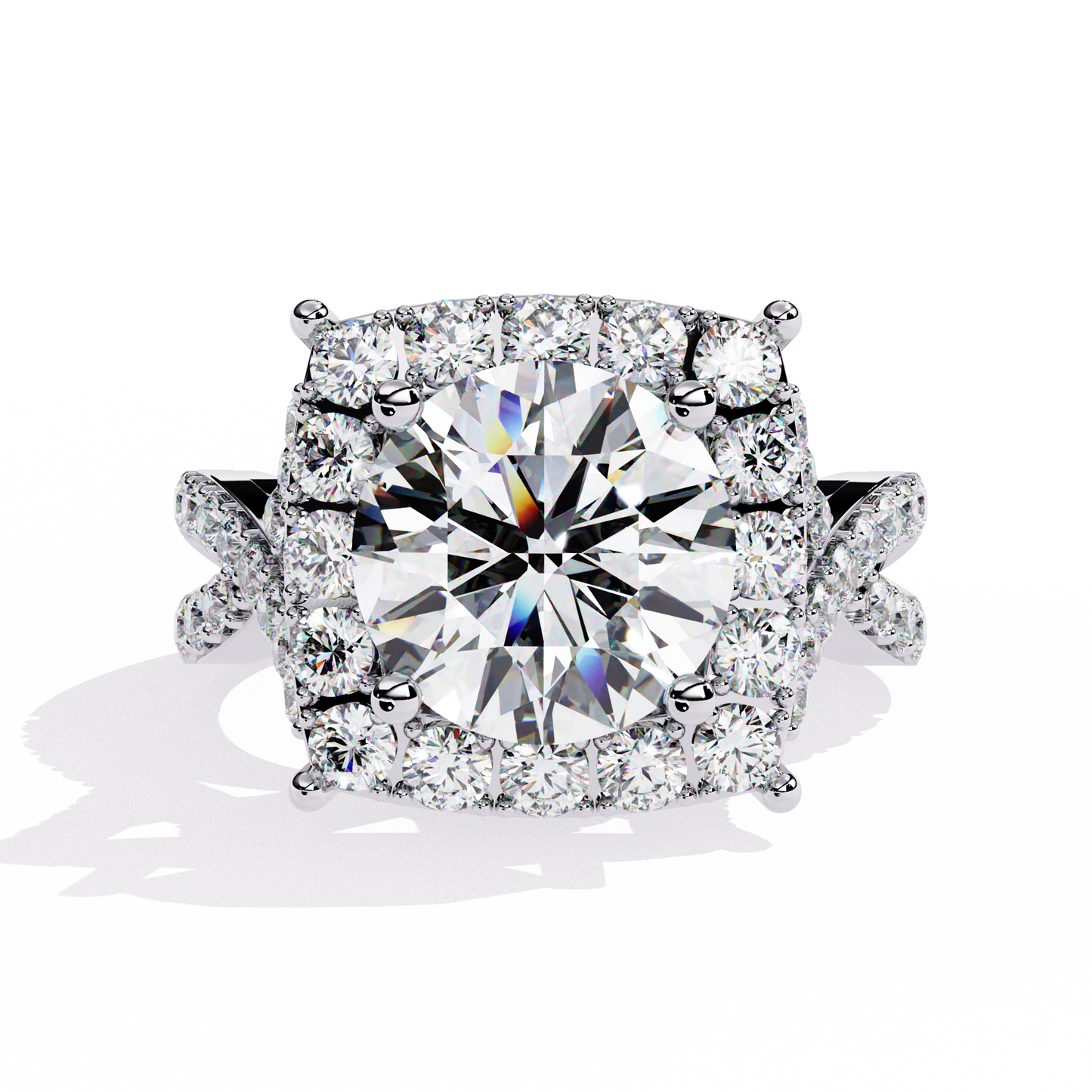 Cushion Cut Butterfly Halo Engagement Ring