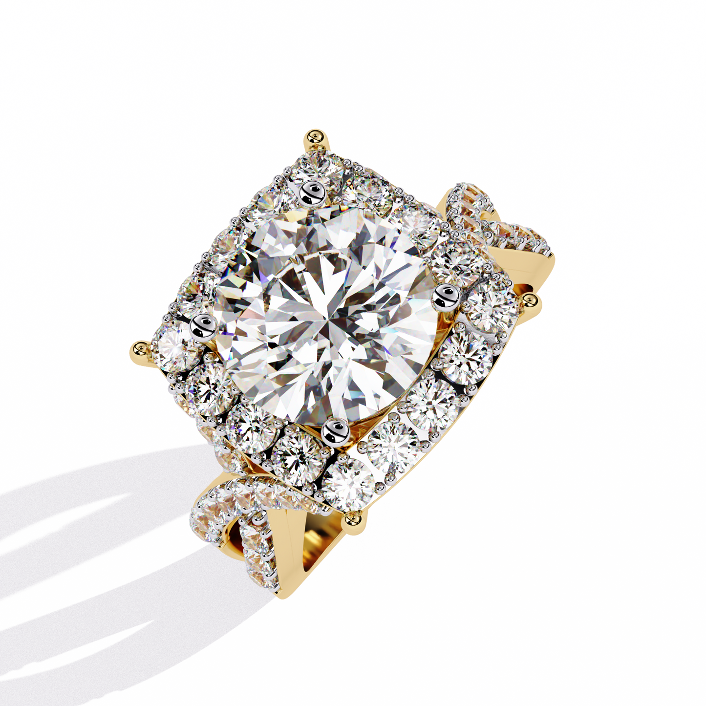 Cushion Cut Butterfly Halo Engagement Ring