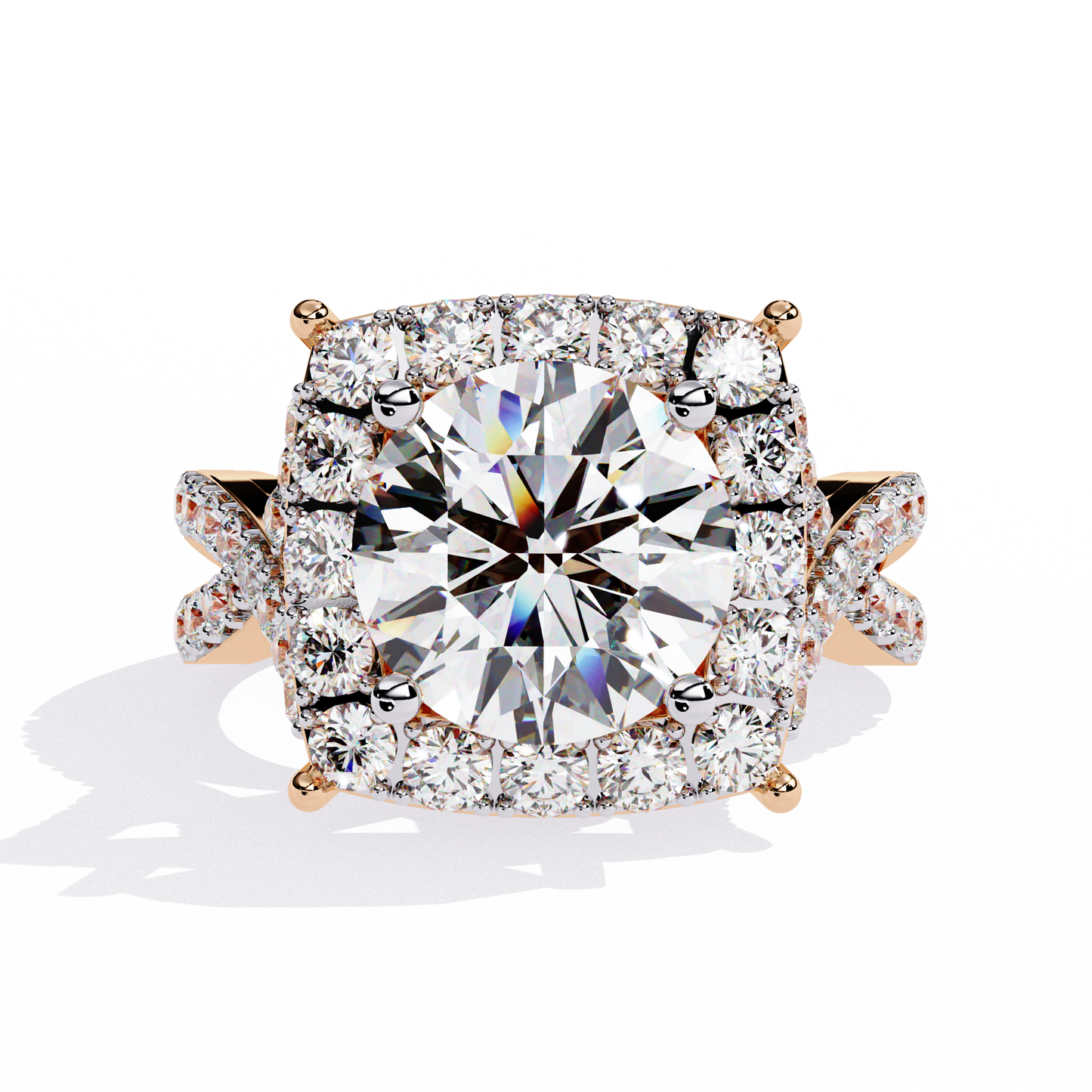 Cushion Cut Butterfly Halo Engagement Ring
