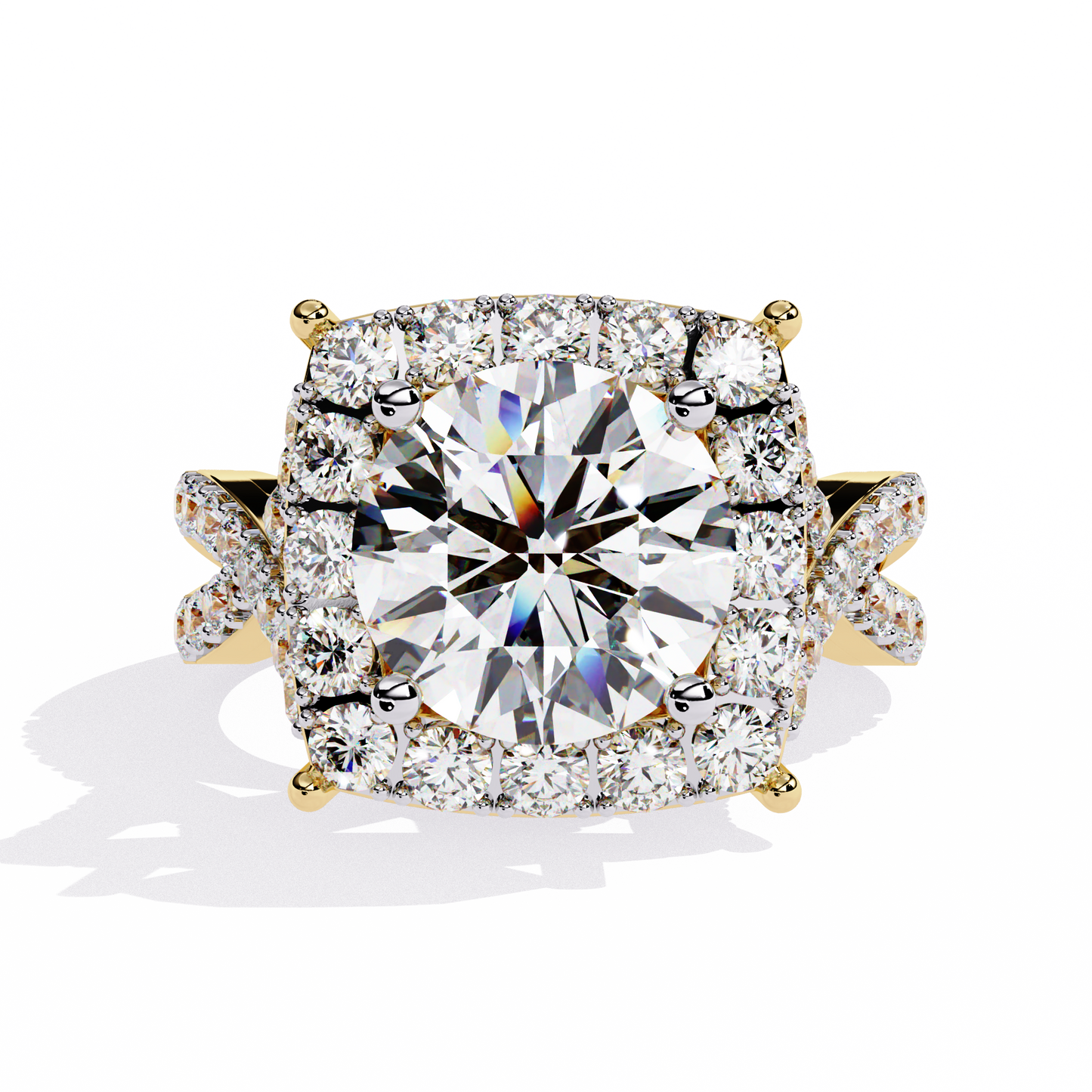 Cushion Cut Butterfly Halo Engagement Ring