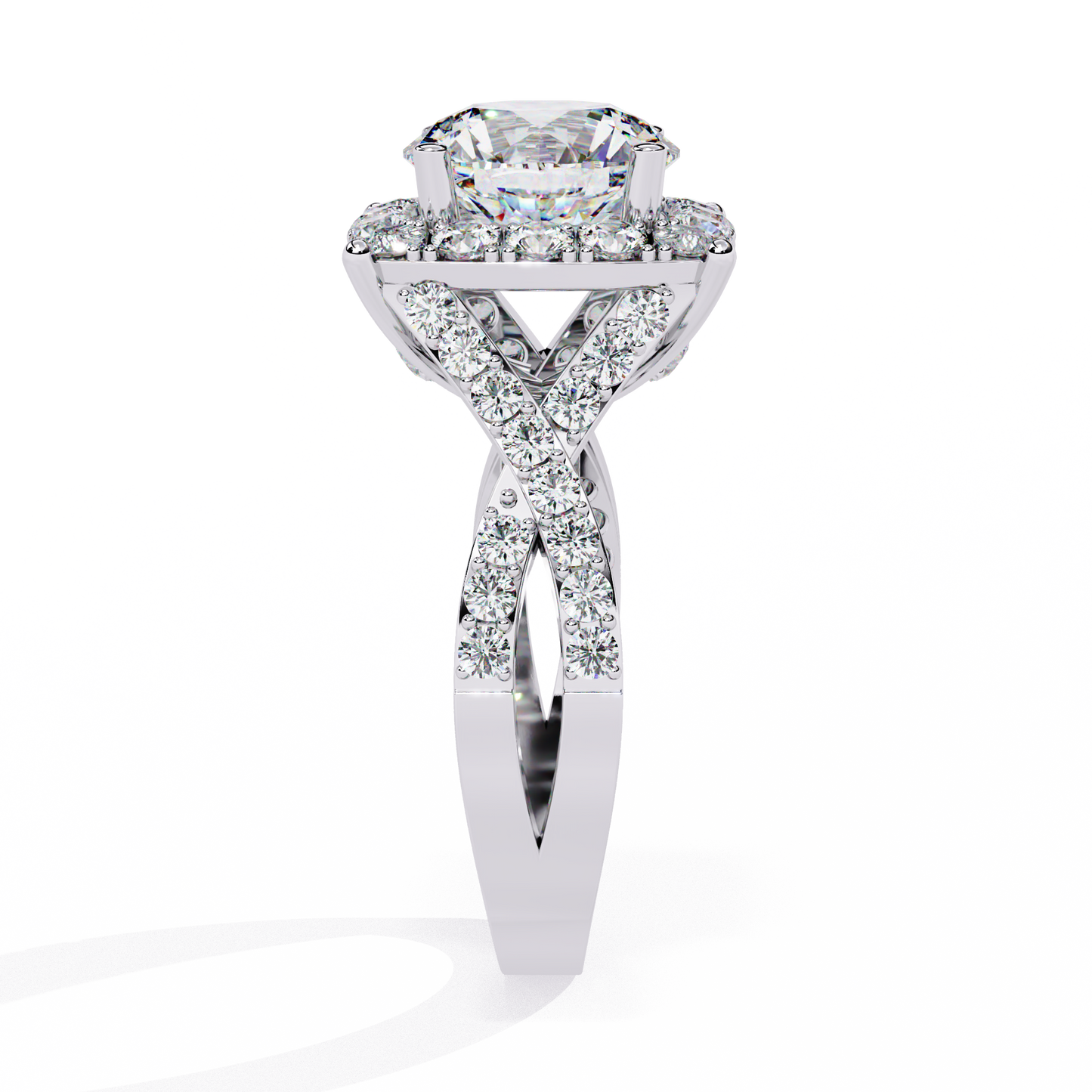 Cushion Cut Butterfly Halo Engagement Ring