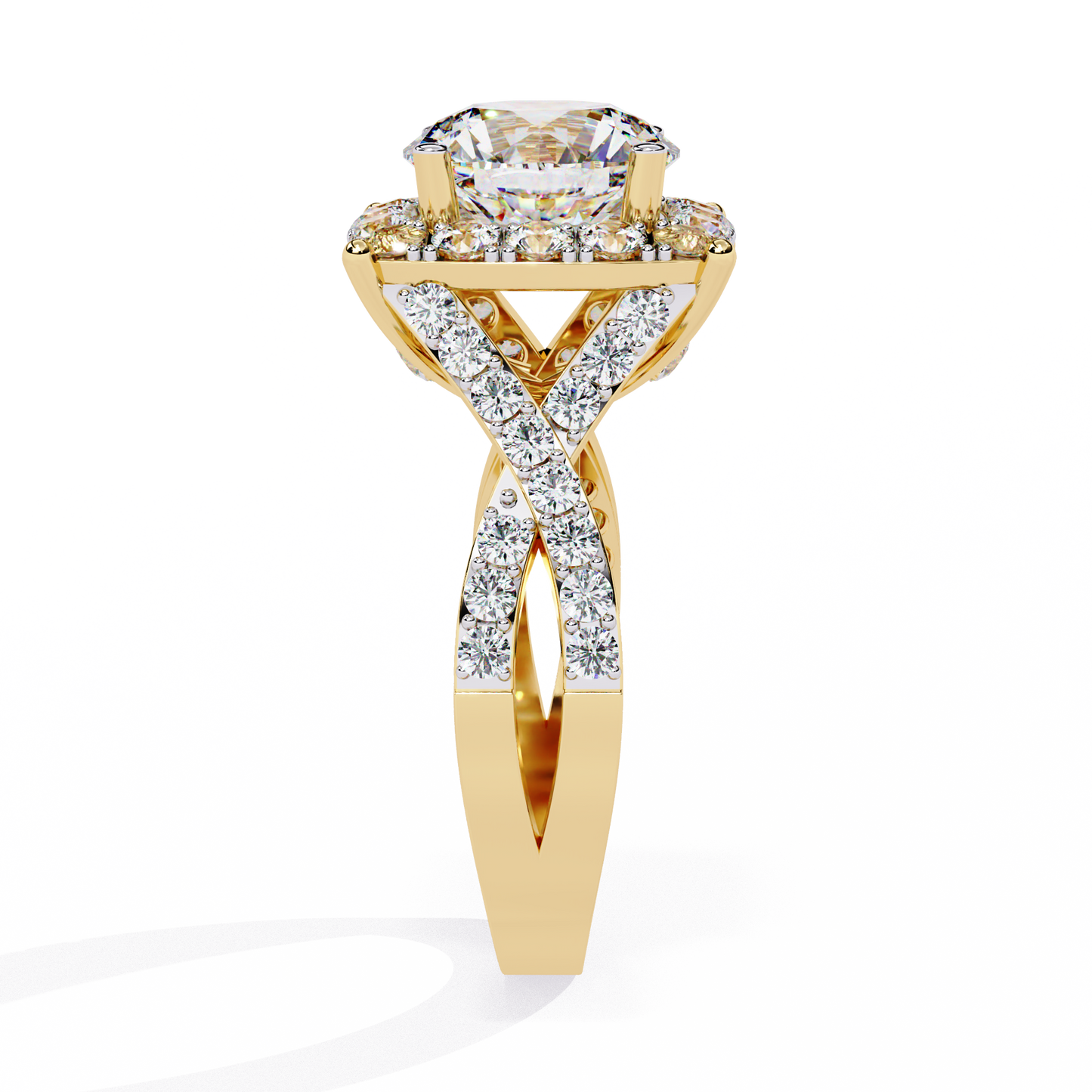 Cushion Cut Butterfly Halo Engagement Ring