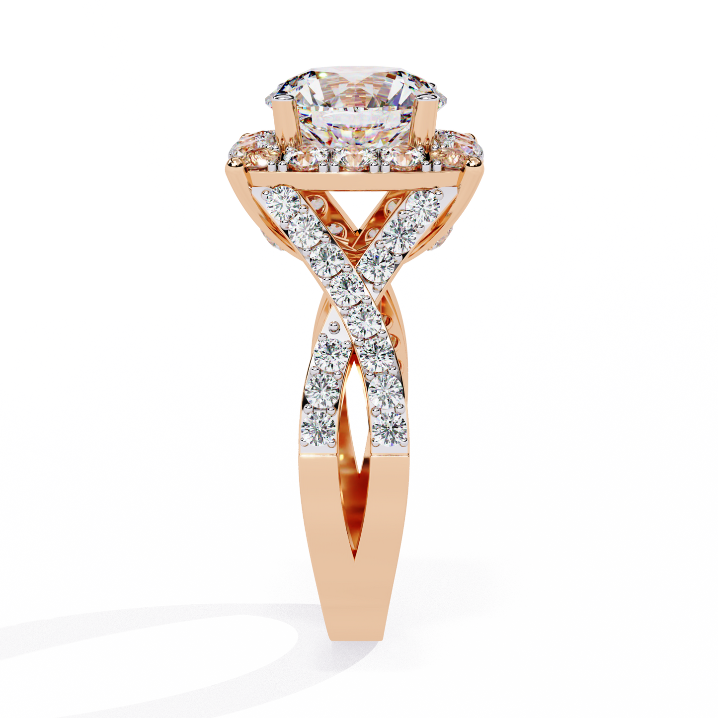 Cushion Cut Butterfly Halo Engagement Ring