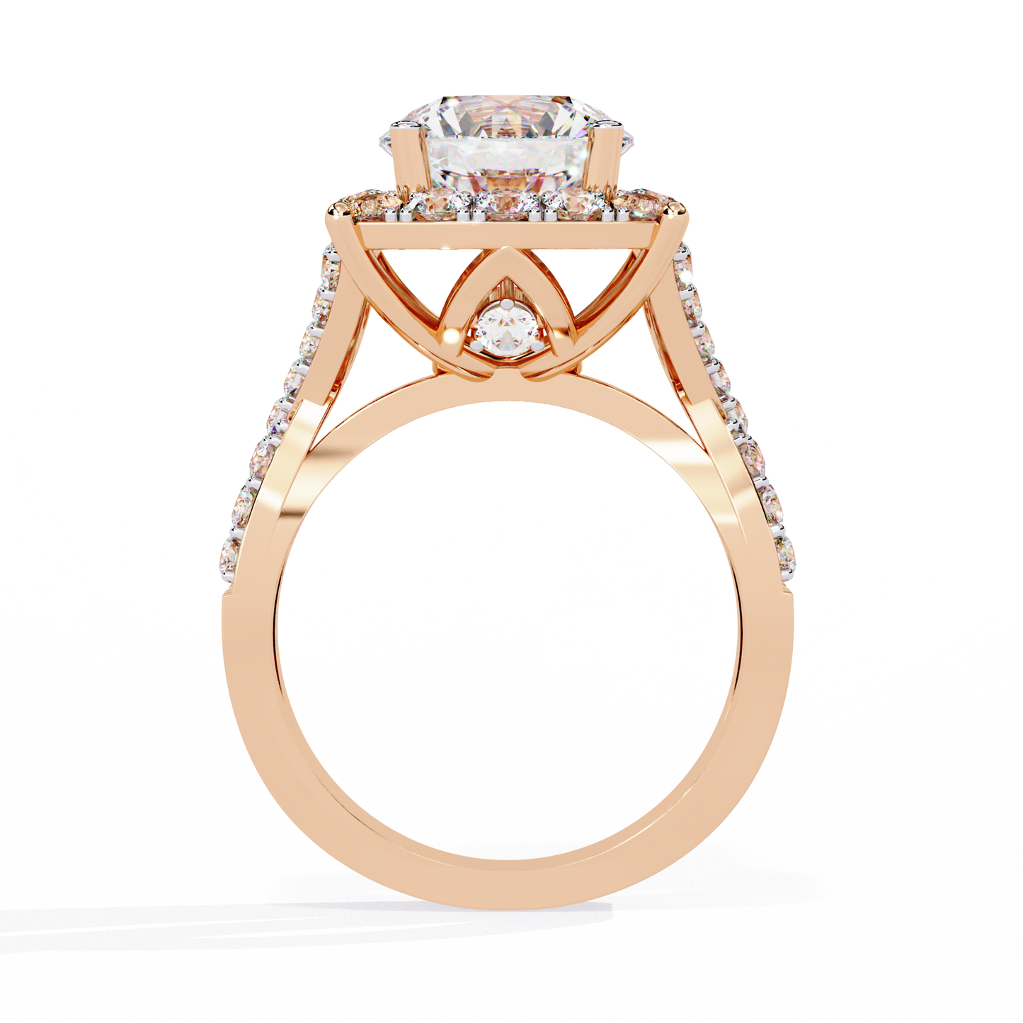 Cushion Cut Butterfly Halo Engagement Ring