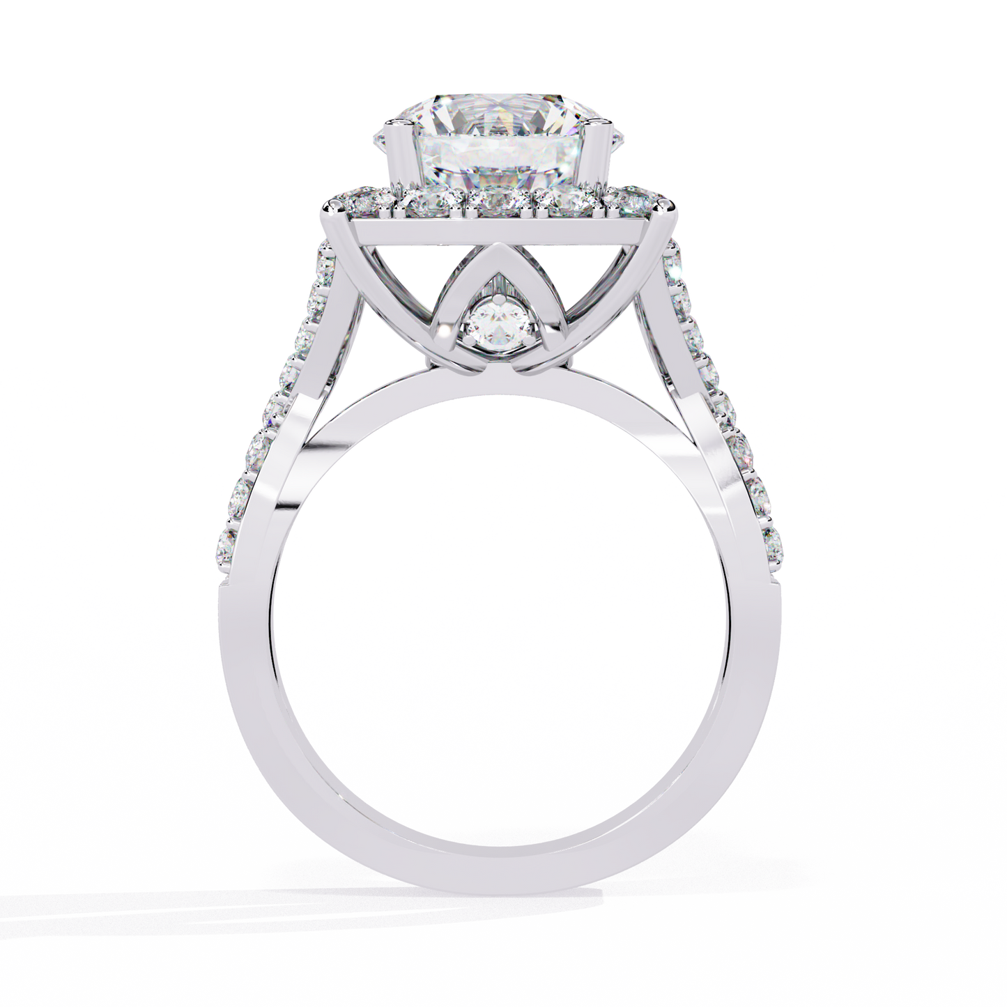 Cushion Cut Butterfly Halo Engagement Ring