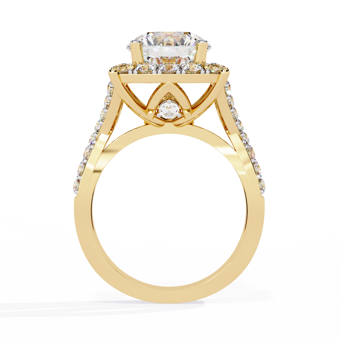 Cushion Cut Butterfly Halo Engagement Ring