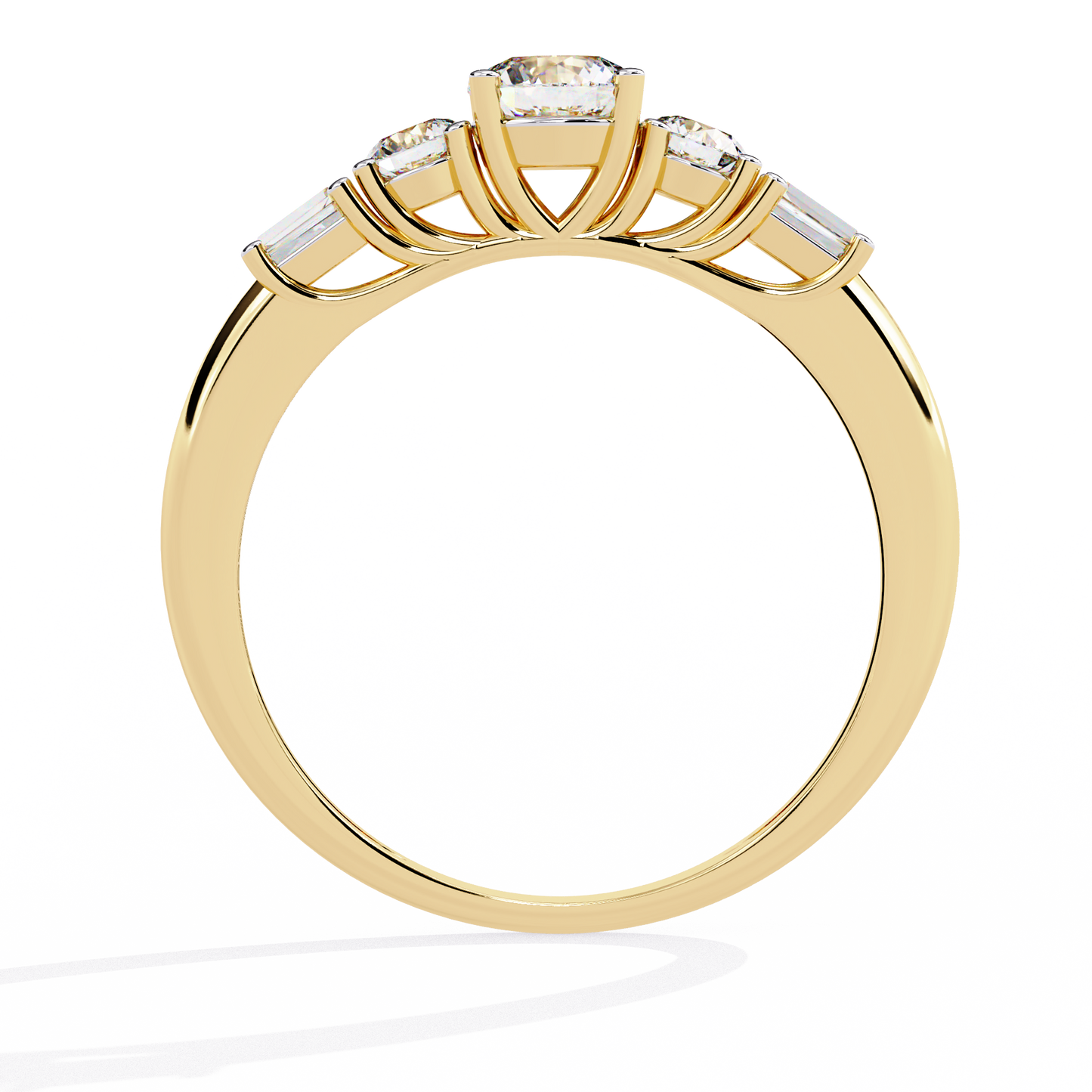 Round Diamond Engagement Ring with Baguette Side Stones