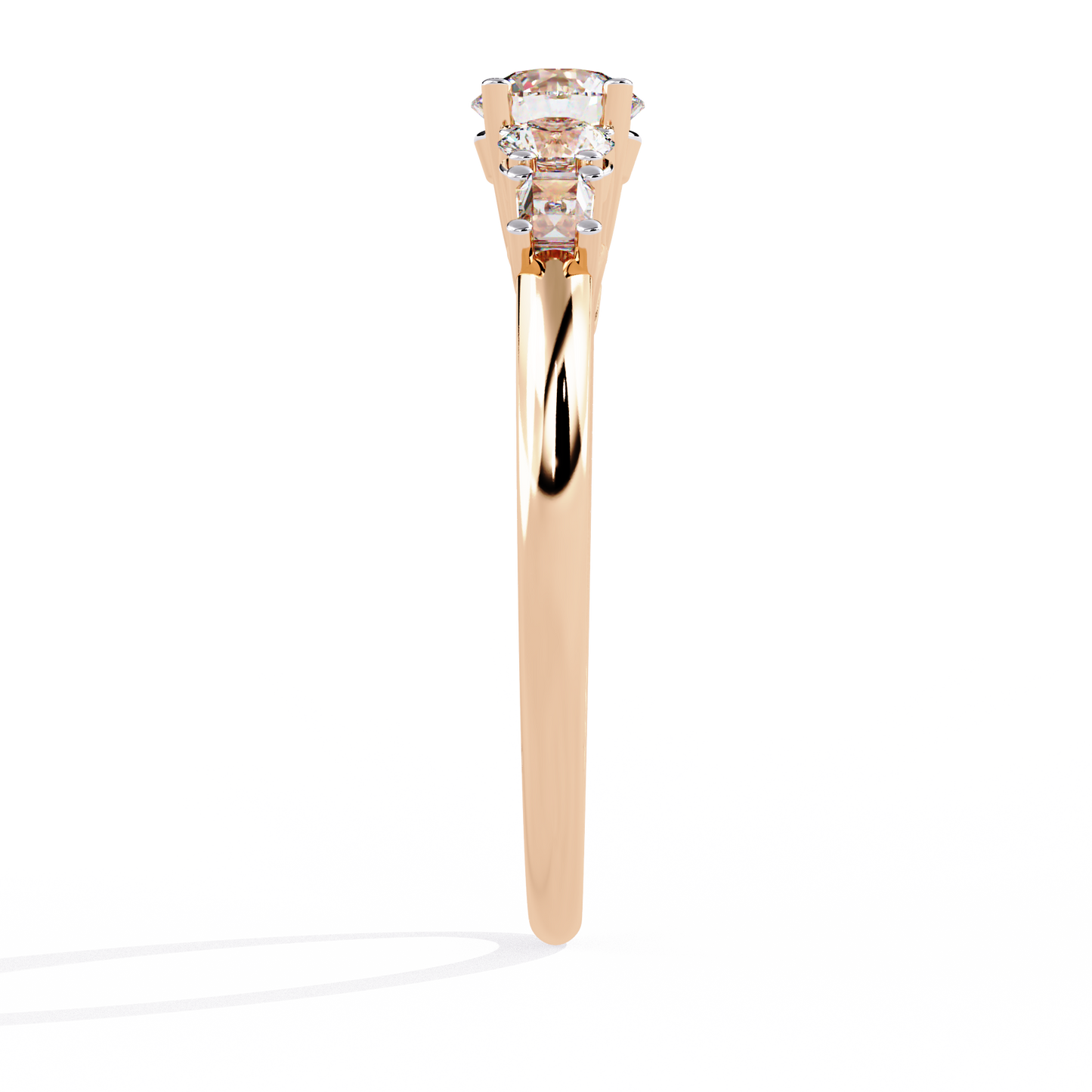 Round Diamond Engagement Ring with Baguette Side Stones