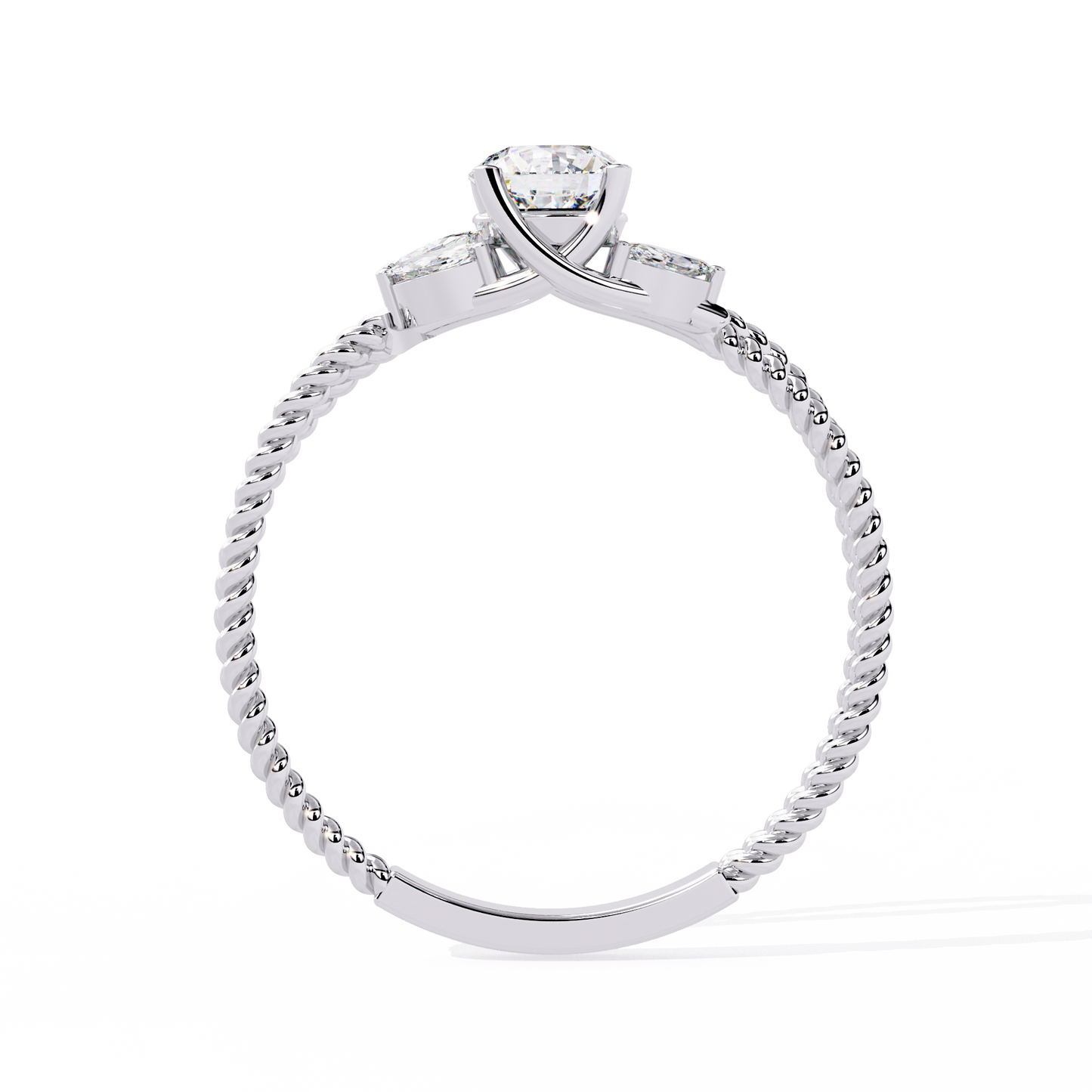 Round Diamond Engagement Ring with Marquise Side Stones
