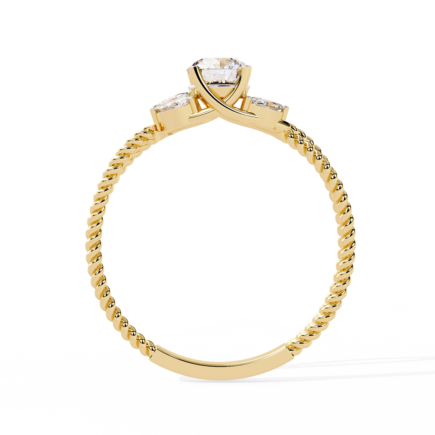 Round Diamond Engagement Ring with Marquise Side Stones