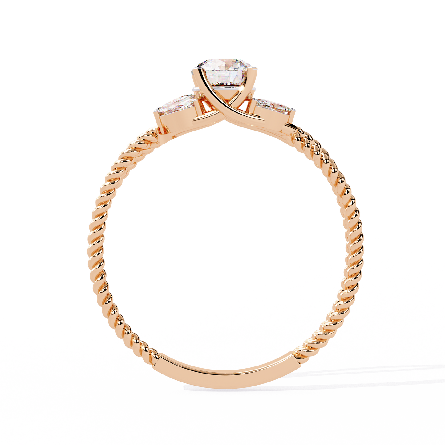 Round Diamond Engagement Ring with Marquise Side Stones