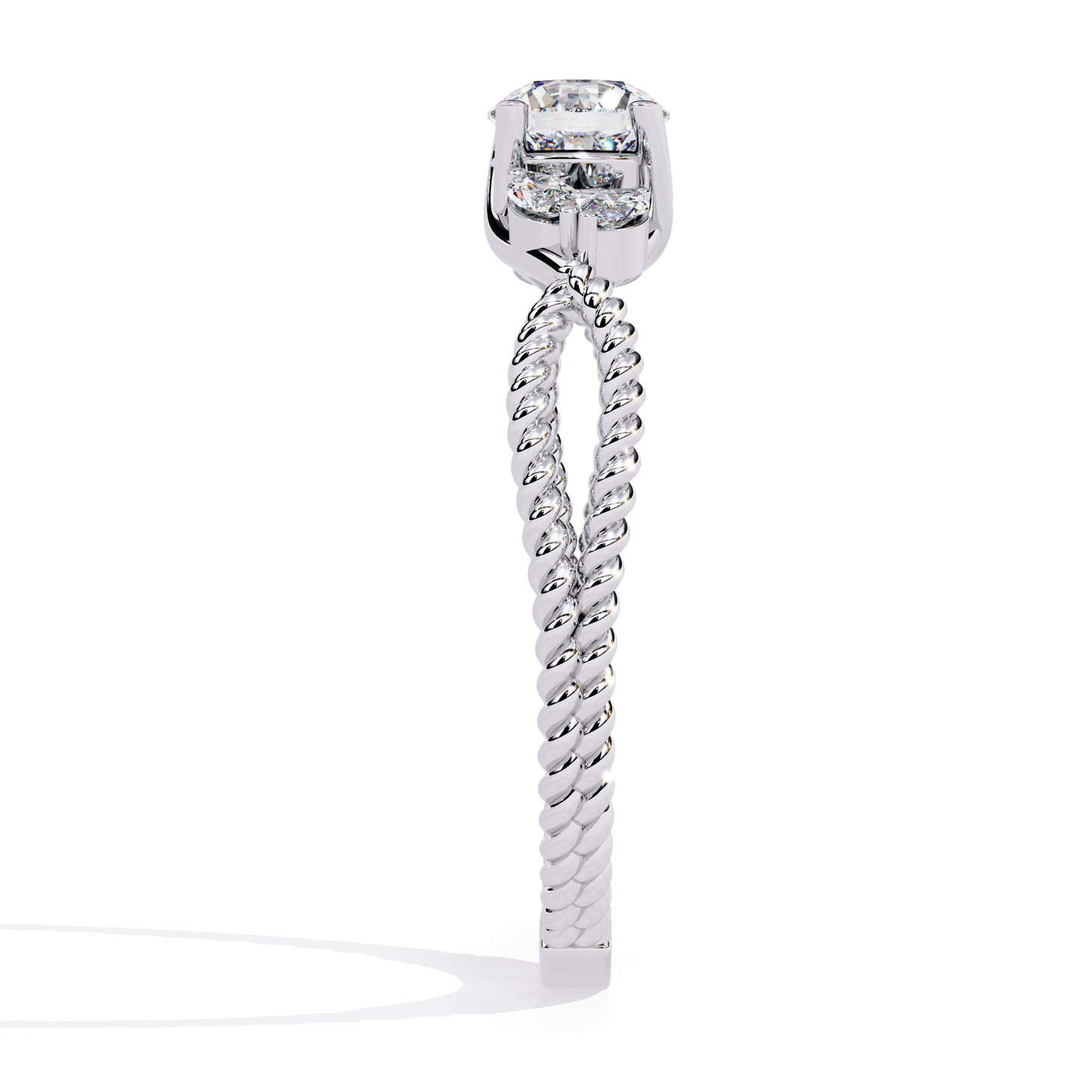 Round Diamond Engagement Ring with Marquise Side Stones