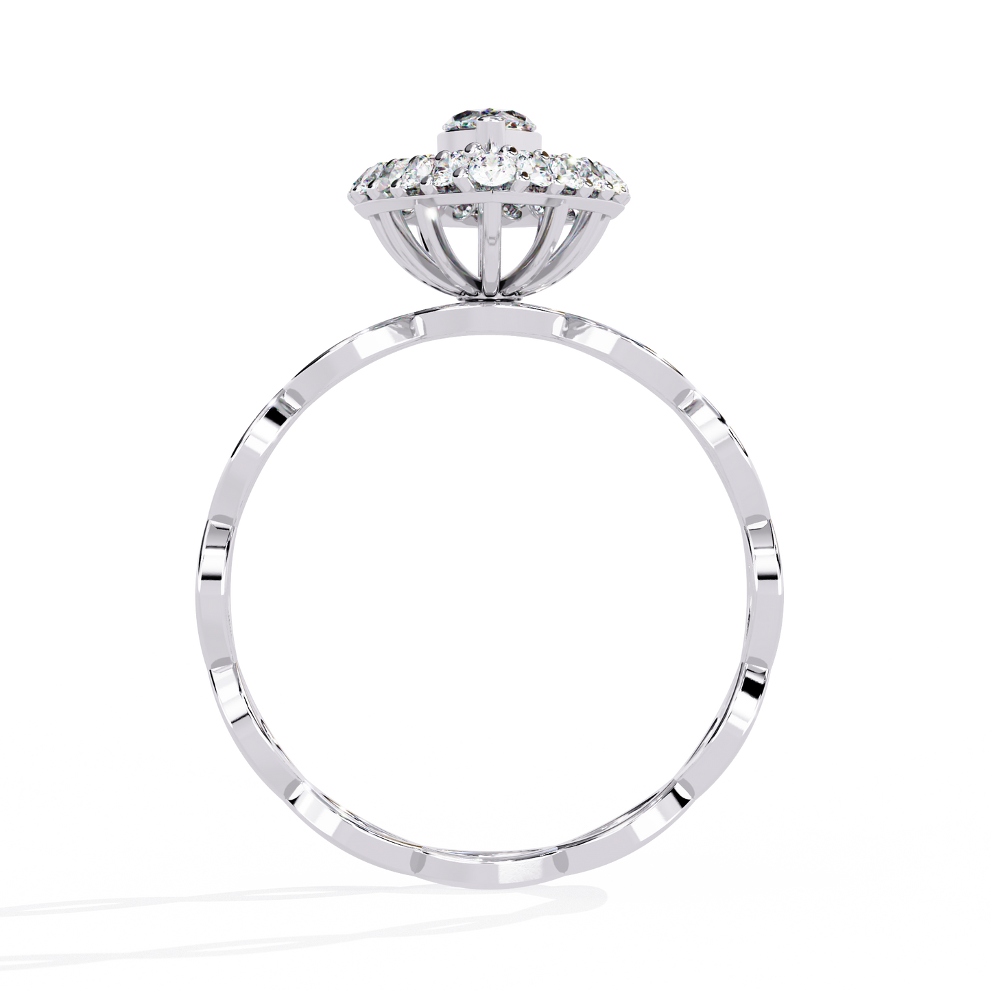 Marquise Diamond Halo Engagement Ring with Infinity Band