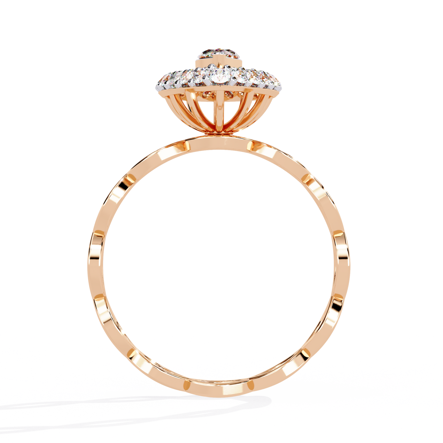 Marquise Diamond Halo Engagement Ring with Infinity Band