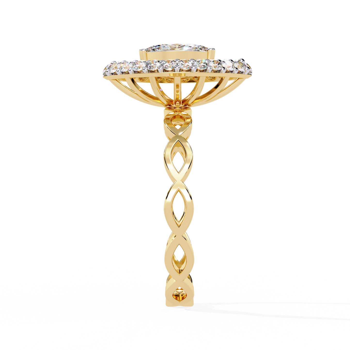 Marquise Diamond Halo Engagement Ring with Infinity Band