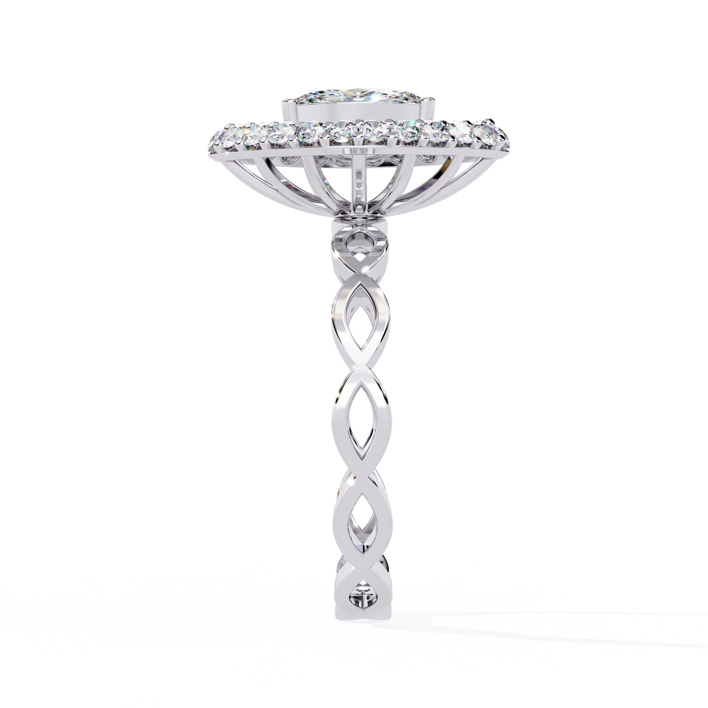 Marquise Diamond Halo Engagement Ring with Infinity Band