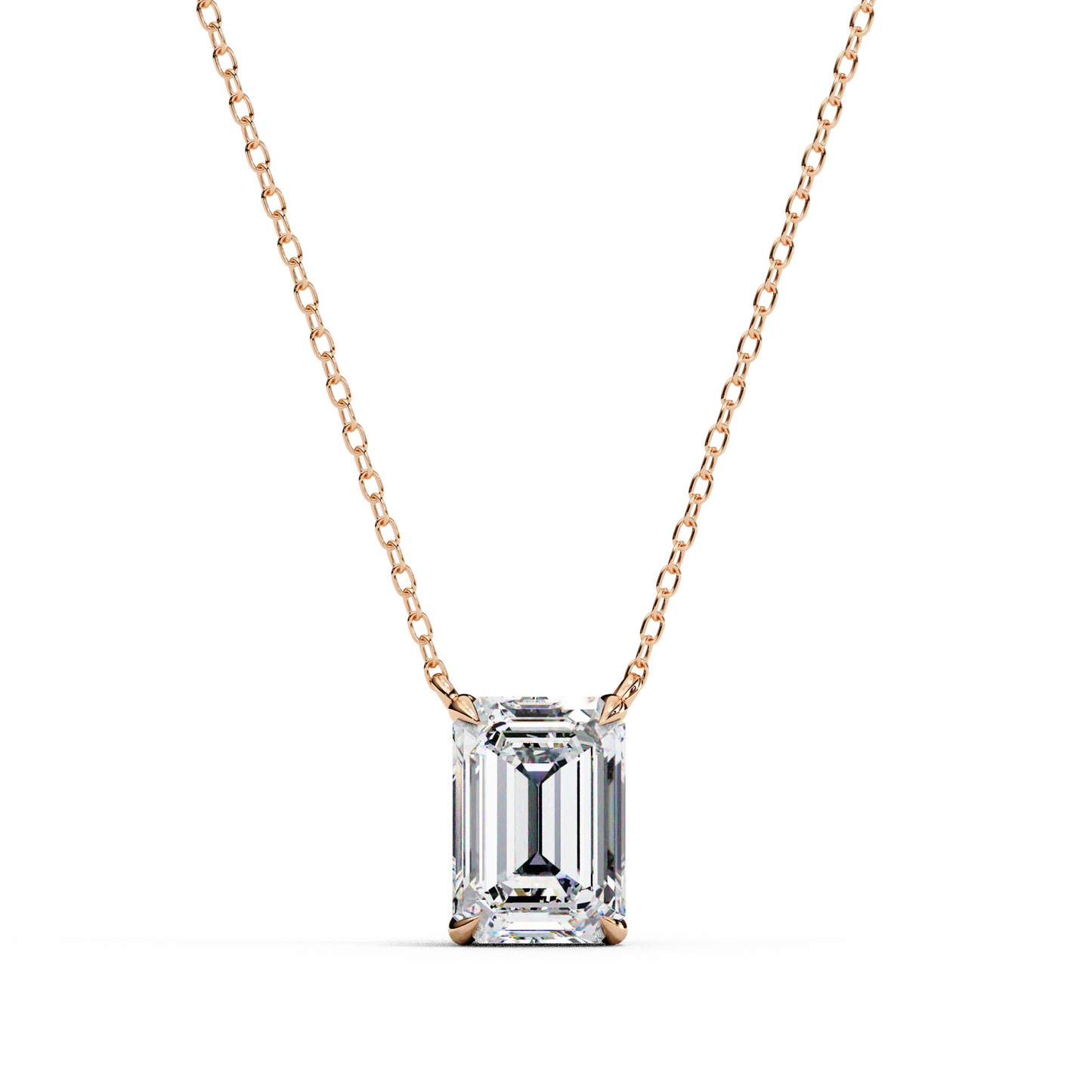 Emerald Cut Solitaire Necklace | Minimalist Bezel Set Pendant