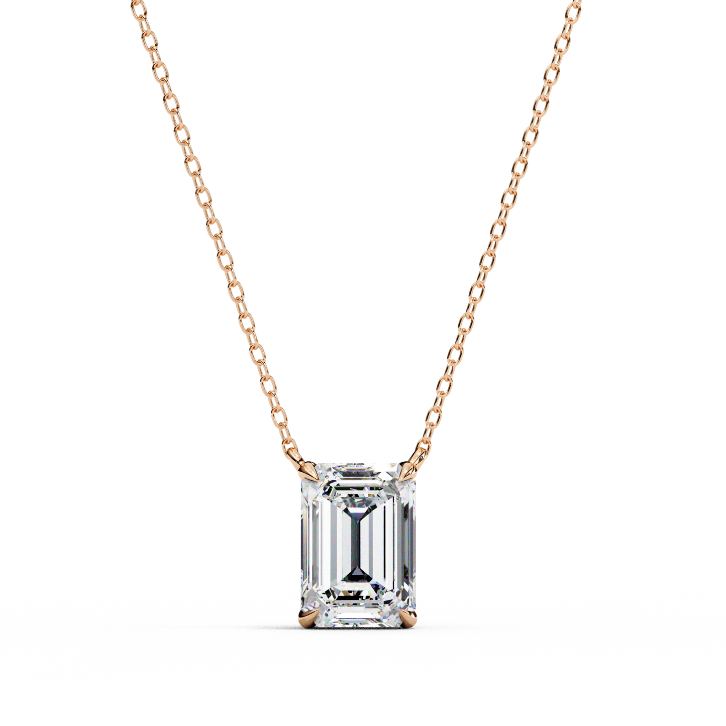 Emerald Cut Solitaire Necklace | Minimalist Bezel Set Pendant