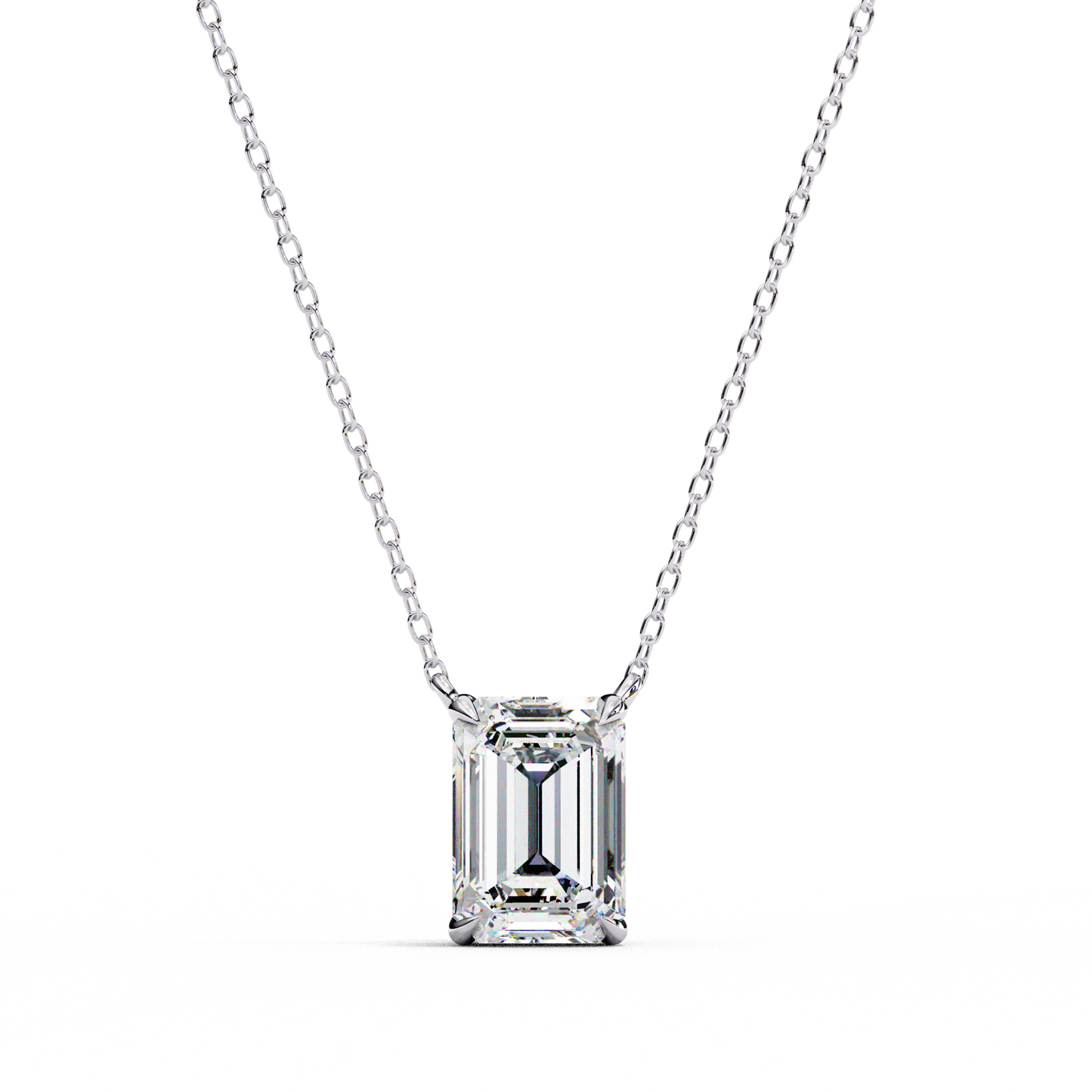 Emerald Cut Solitaire Necklace | Minimalist Bezel Set Pendant