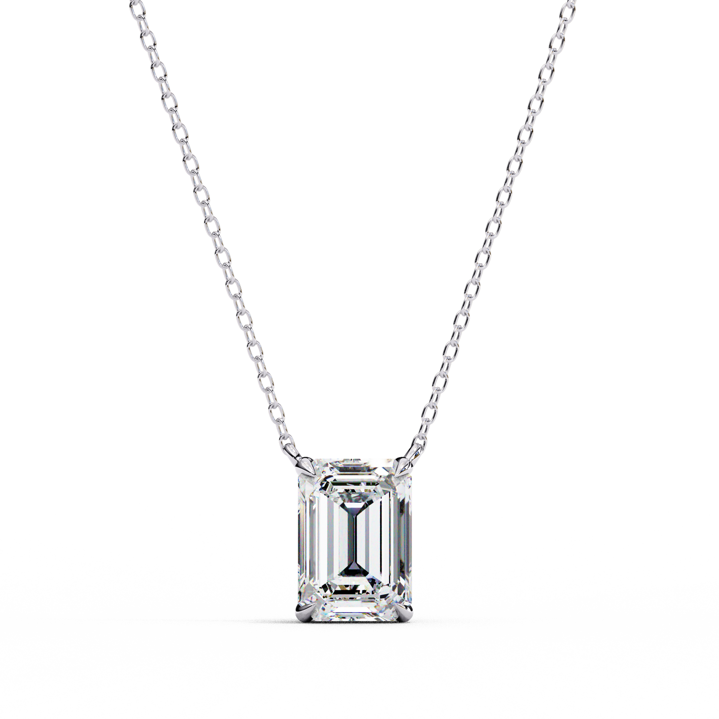 Emerald Cut Solitaire Necklace | Minimalist Bezel Set Pendant