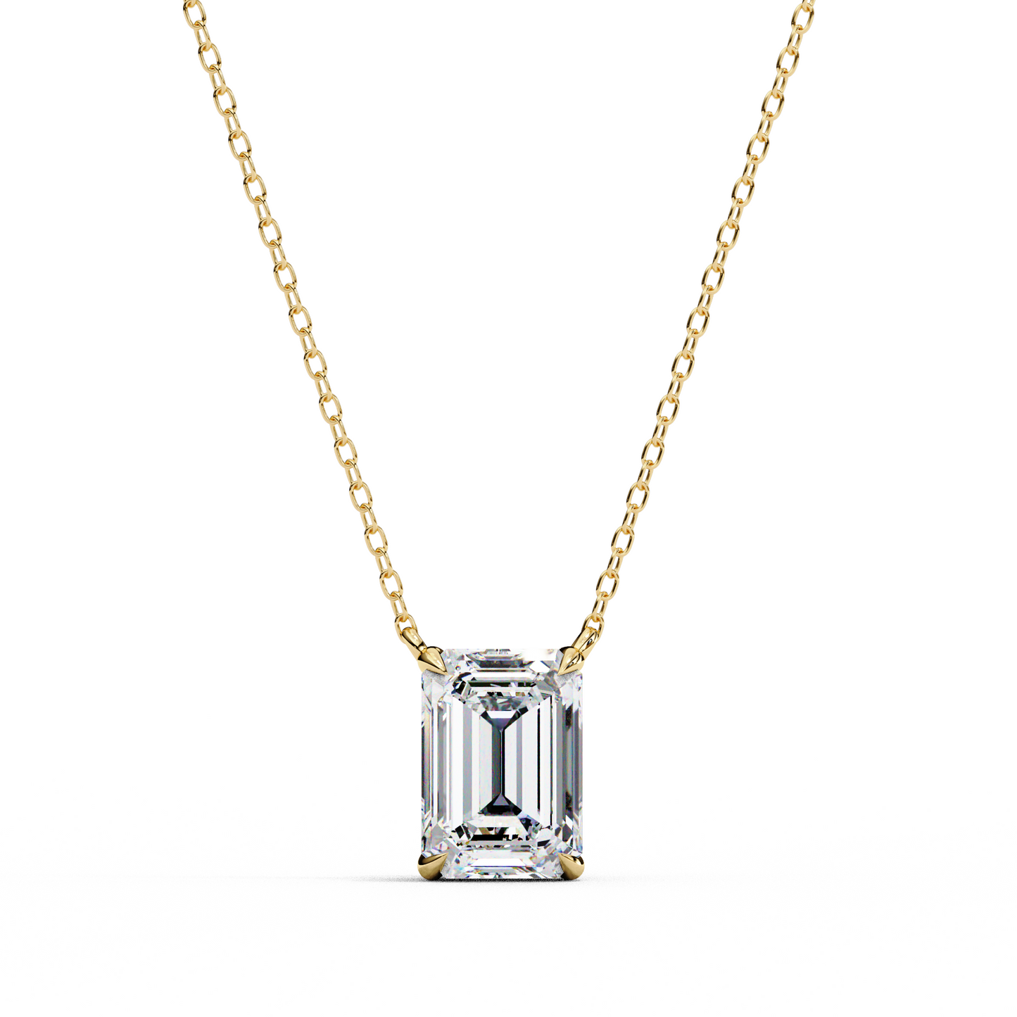 Emerald Cut Solitaire Necklace | Minimalist Bezel Set Pendant