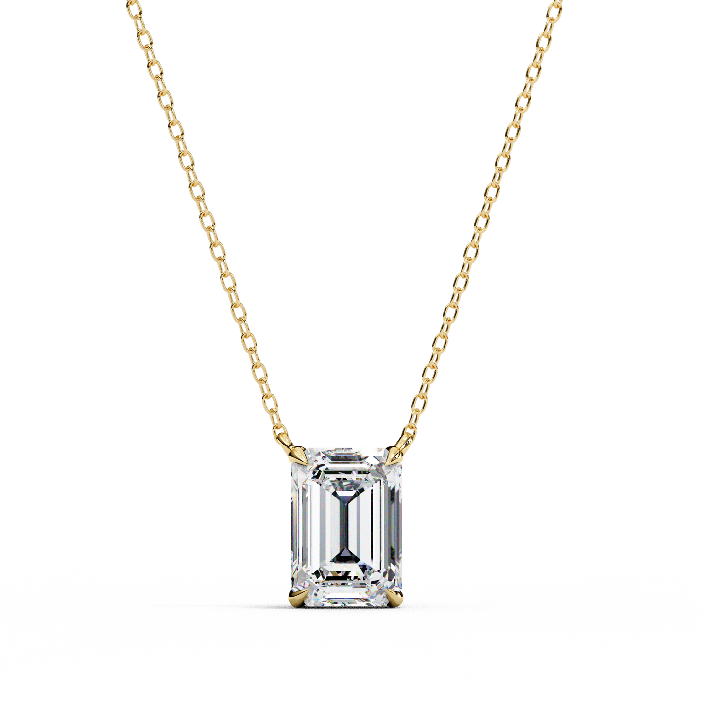 Emerald Cut Solitaire Necklace | Minimalist Bezel Set Pendant