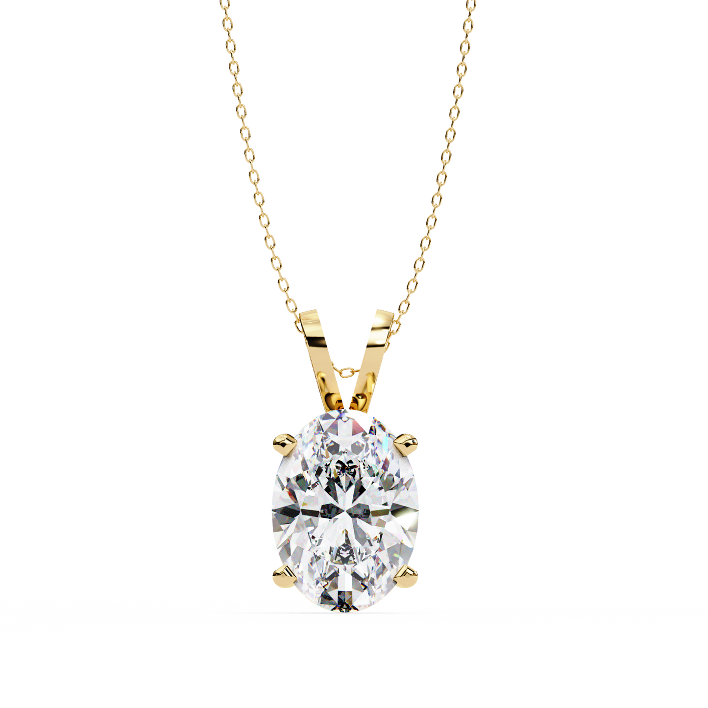 Oval Diamond Solitaire Pendant with 4-Prong Setting