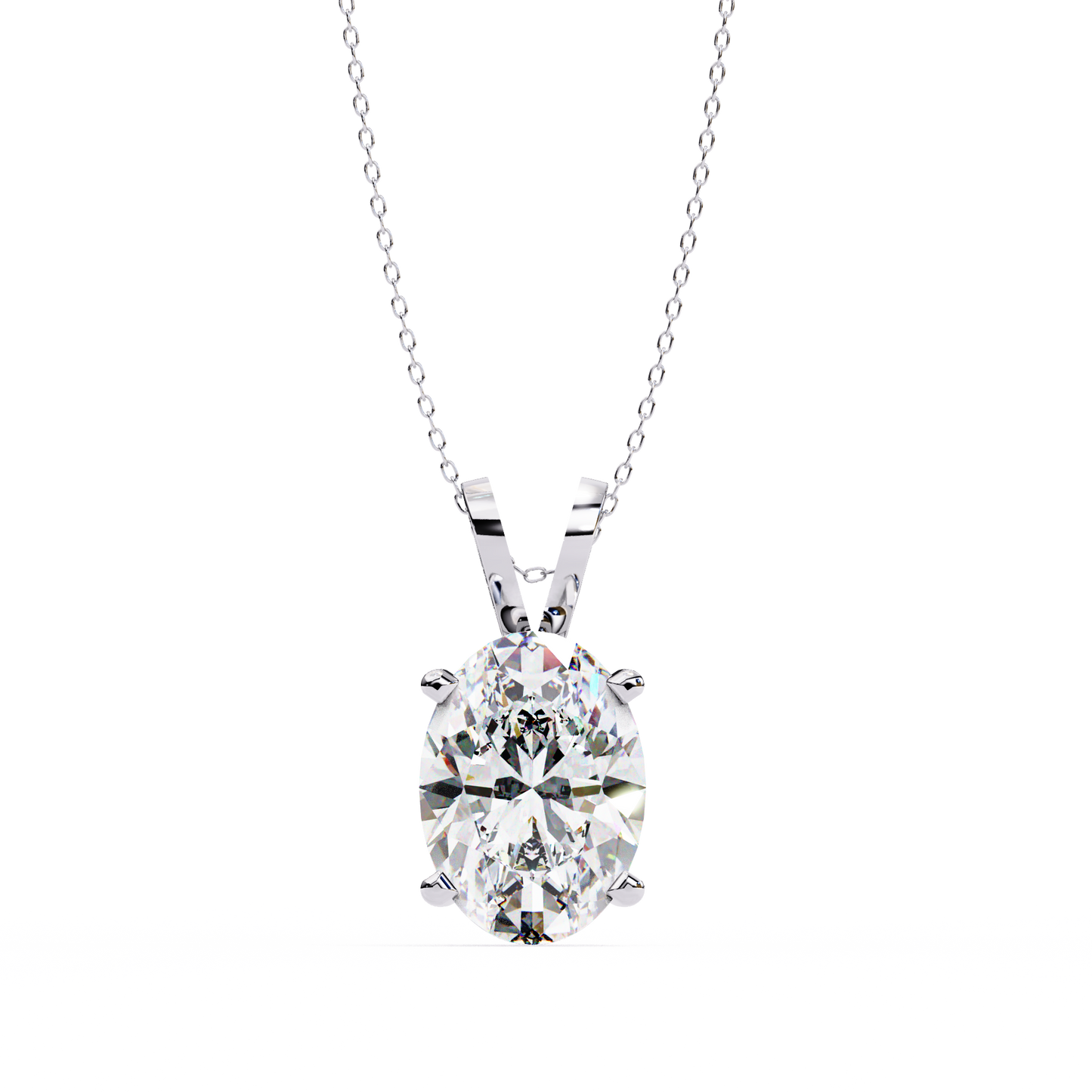Oval Diamond Solitaire Pendant with 4-Prong Setting