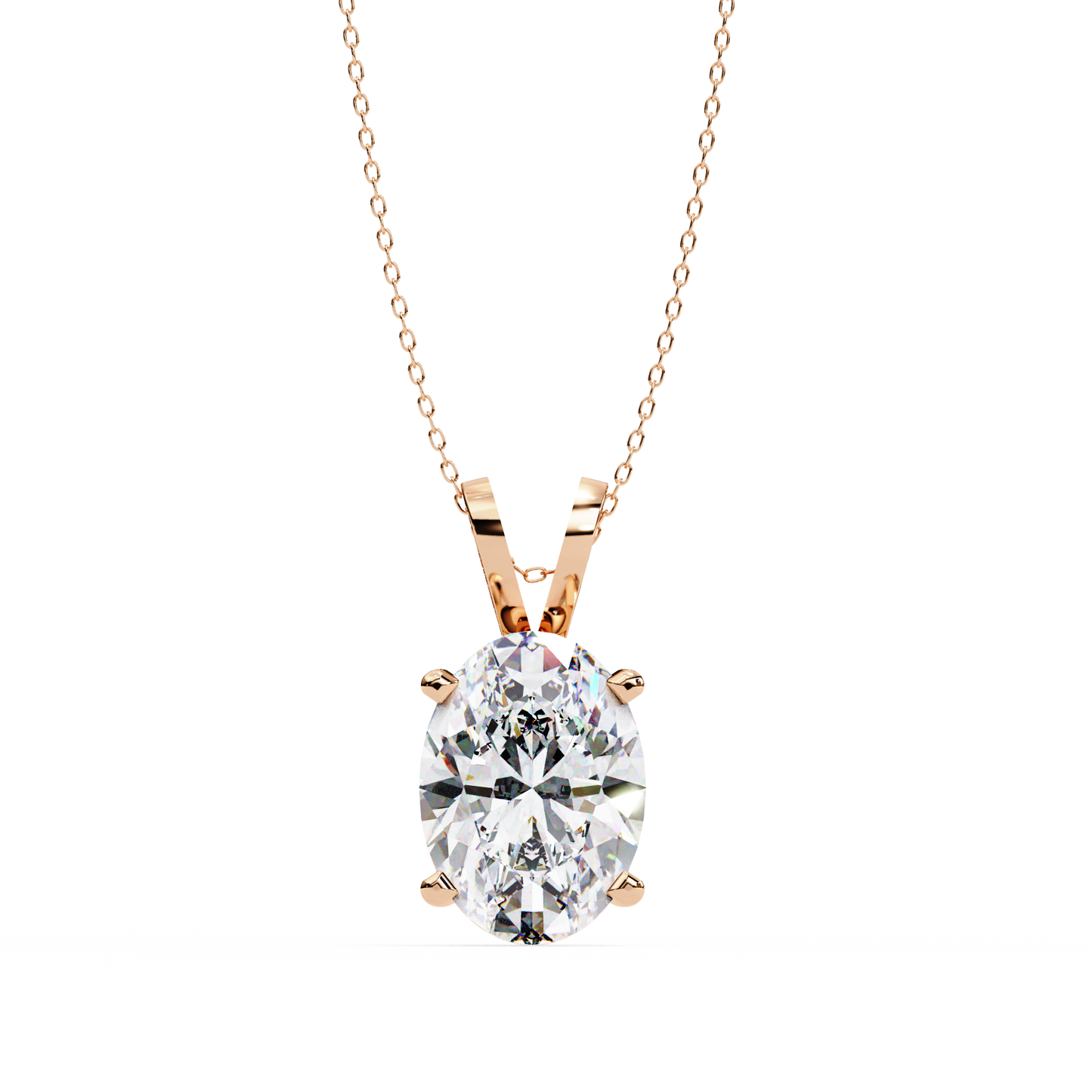 Oval Diamond Solitaire Pendant with 4-Prong Setting