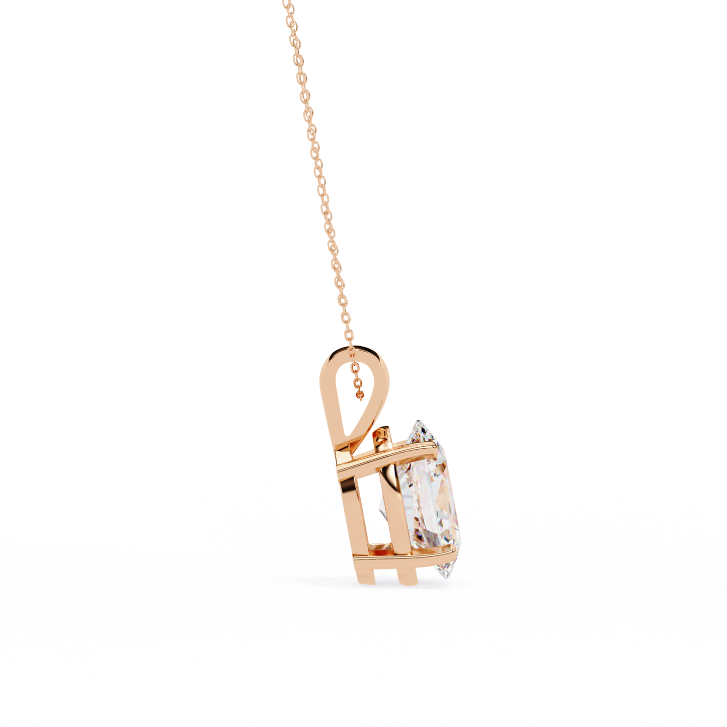 Oval Diamond Solitaire Pendant with 4-Prong Setting