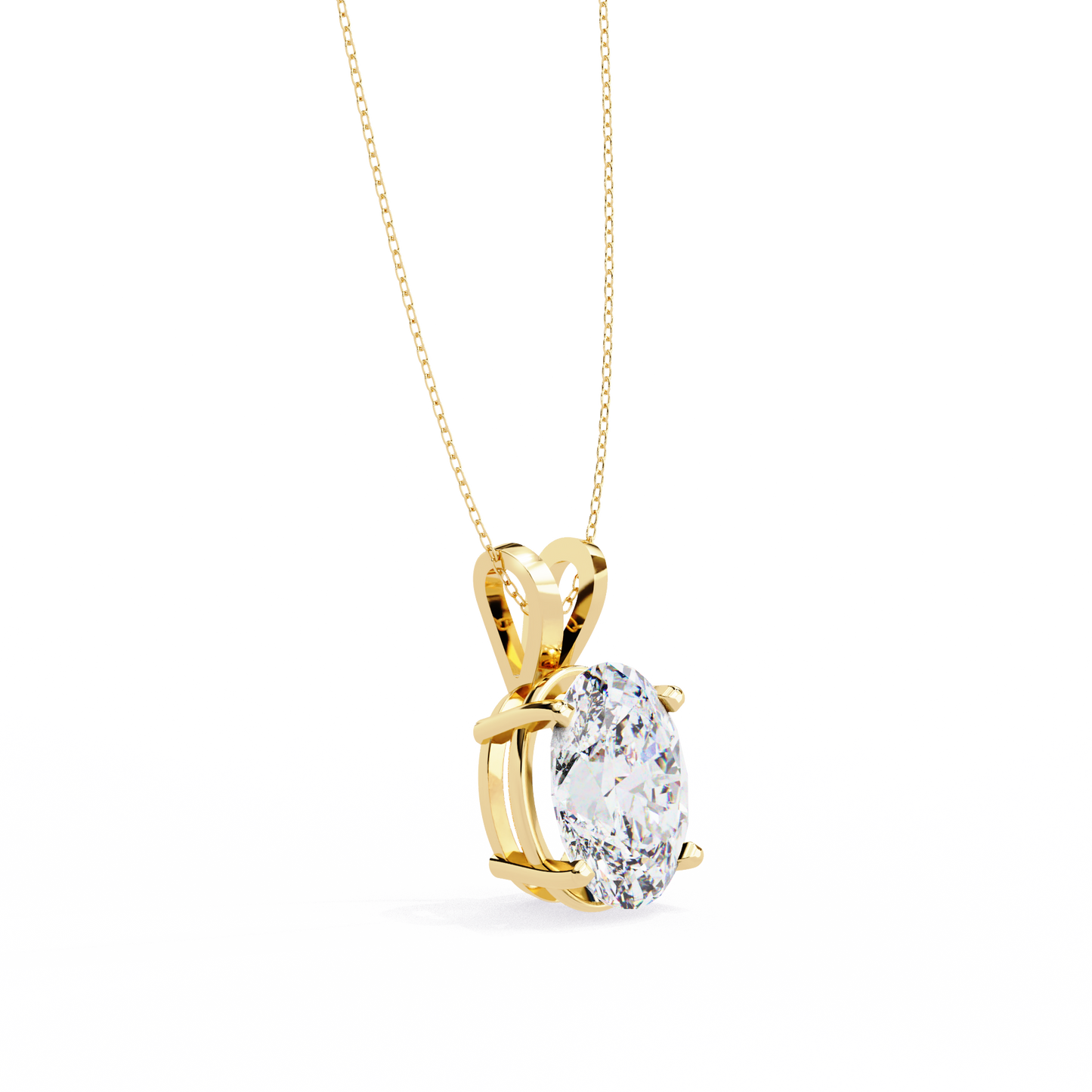 Oval Diamond Solitaire Pendant with 4-Prong Setting