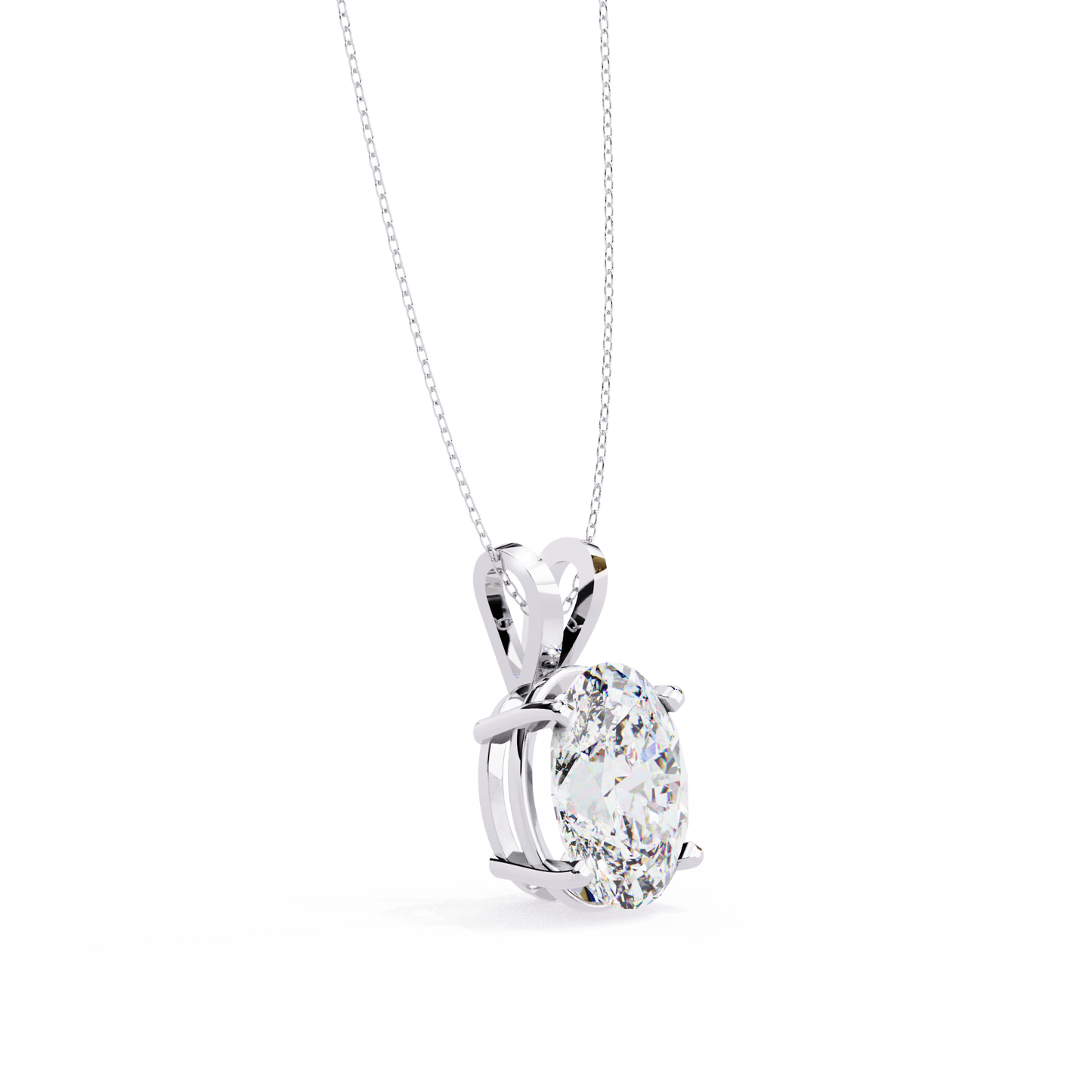 Oval Diamond Solitaire Pendant with 4-Prong Setting