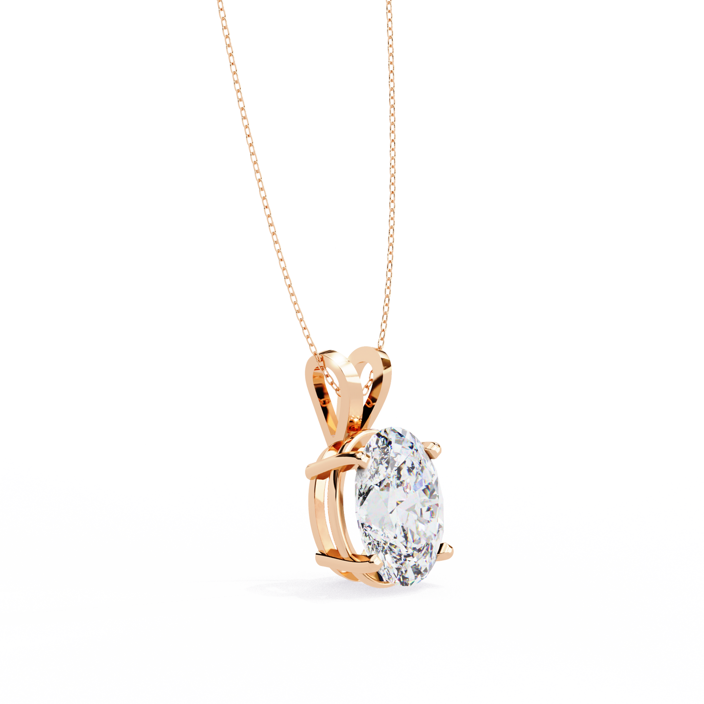Oval Diamond Solitaire Pendant with 4-Prong Setting