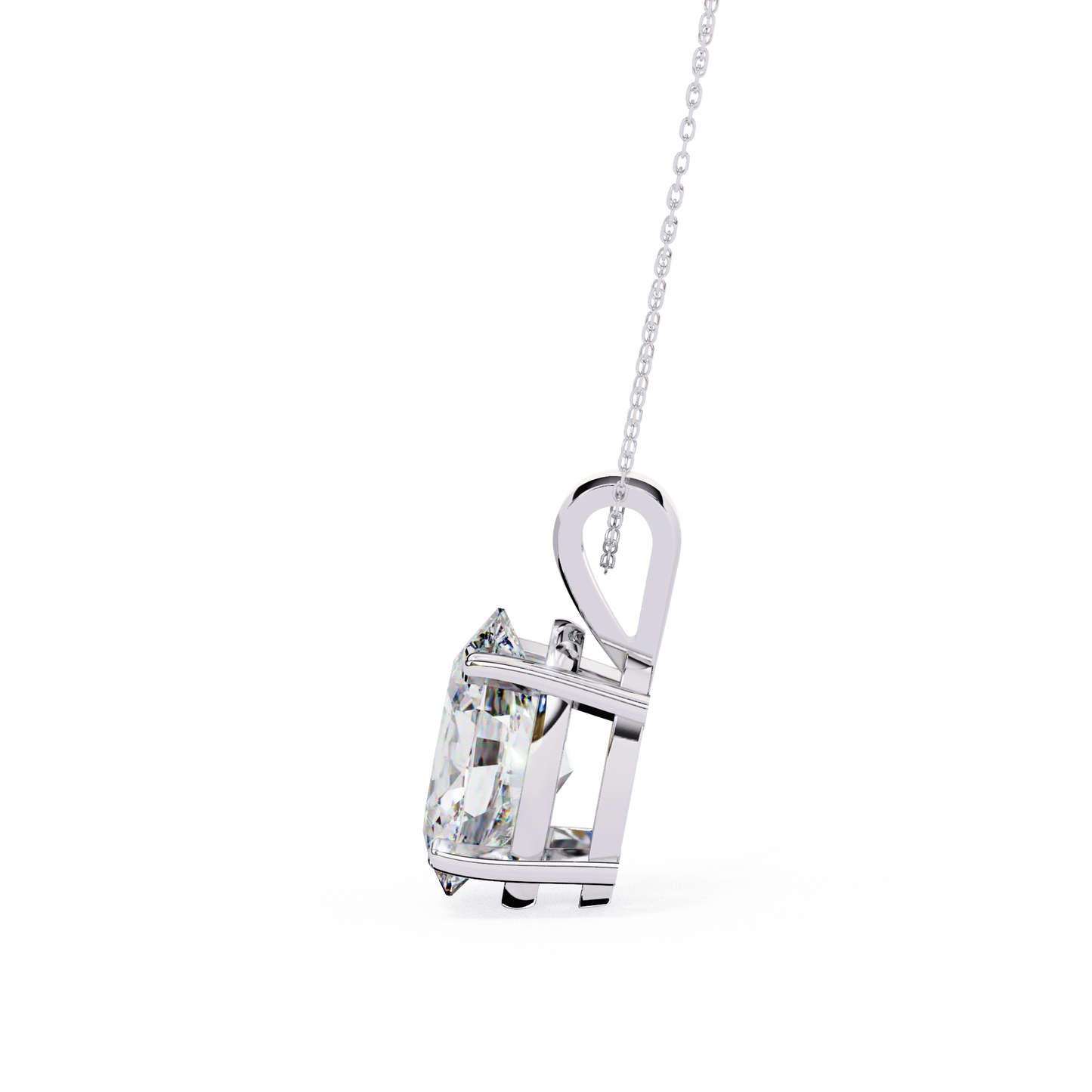 Oval Diamond Solitaire Pendant with 4-Prong Setting